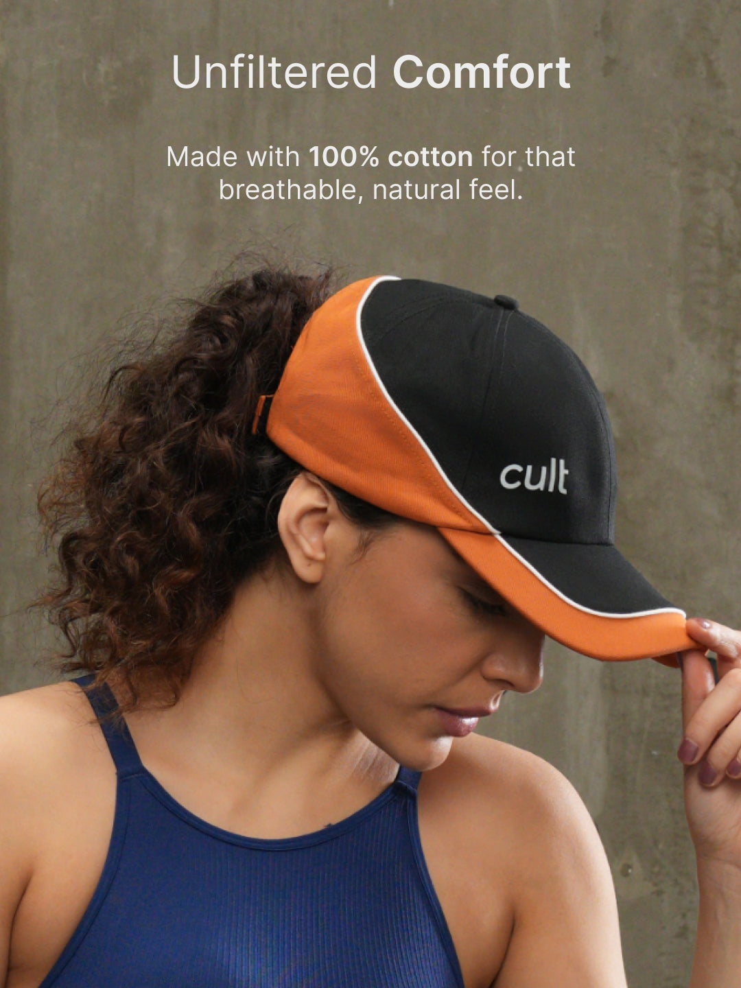 cult Colour Block Cap Black and Orange- Unisex Adjustable Cap for Men & Women