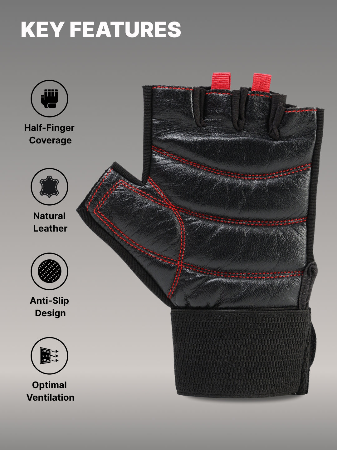 Workout Gym Gloves - Black/Red