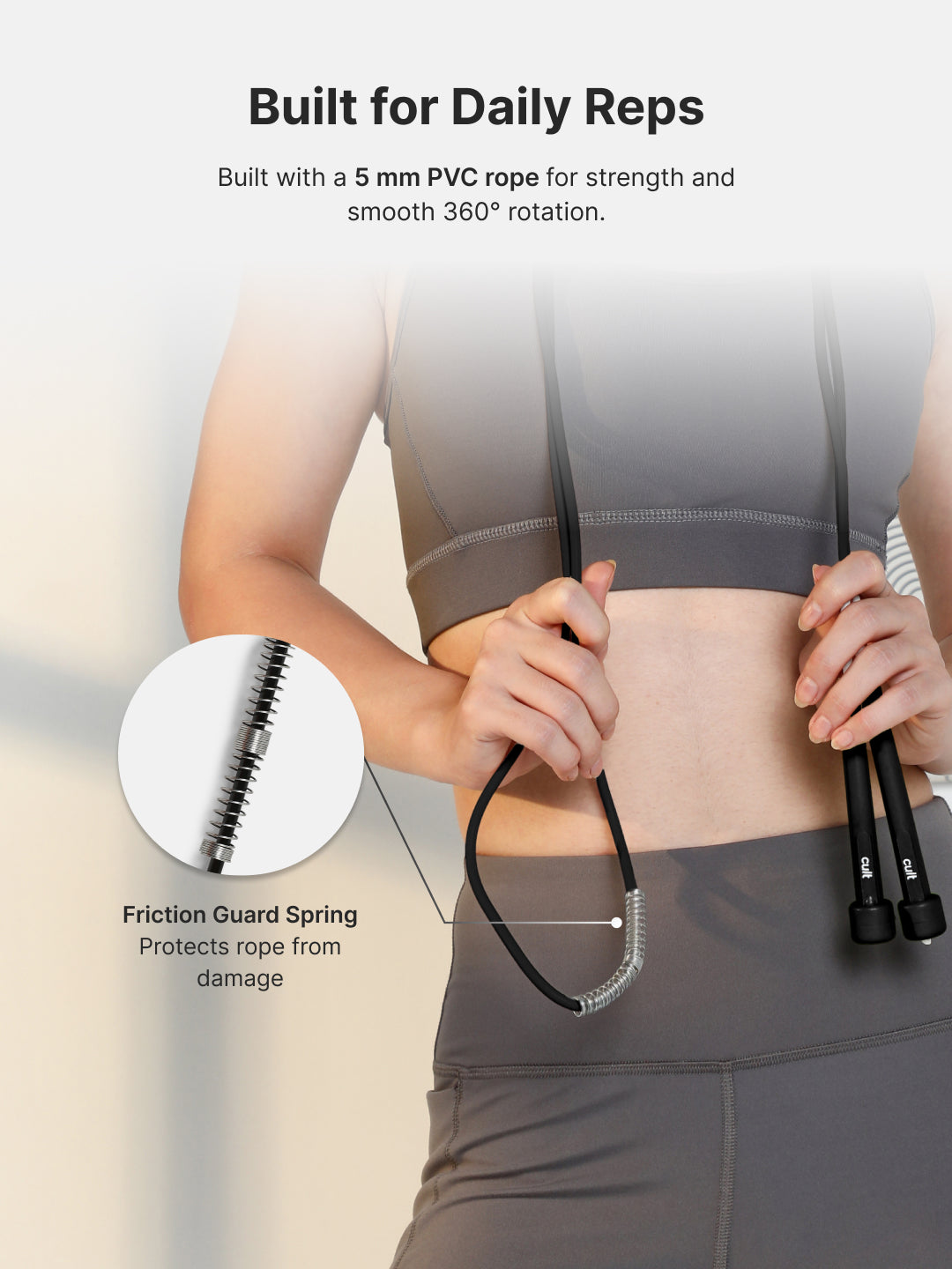 Pencil Skipping Rope for Fitness & Cardio Adjustable, Lightweight -Black