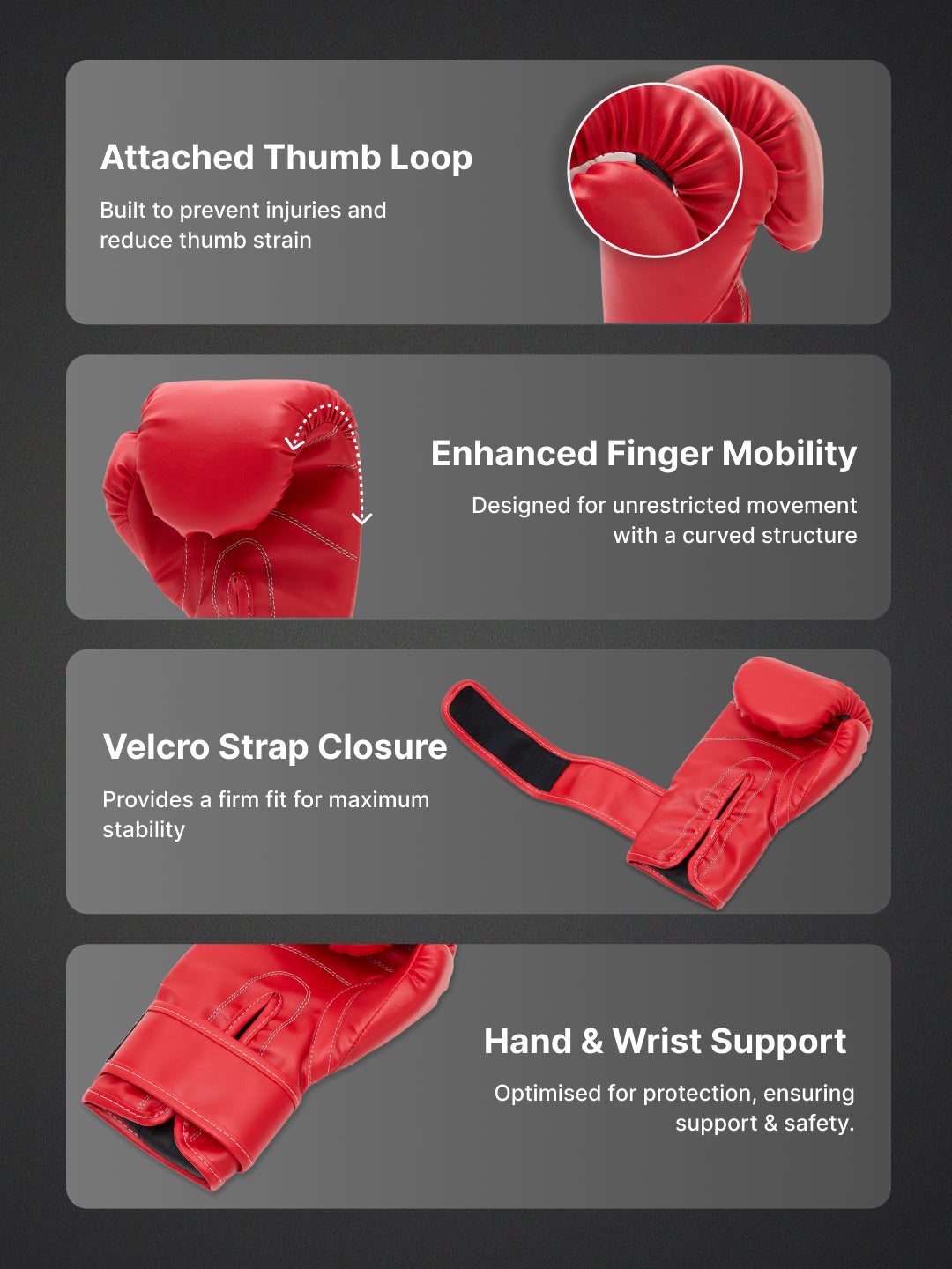cult Neo PU Boxing Gloves for Men & Women Foam Padding Thickness 25mm Punching Bag Gloves for Boxing, Training, Kickboxing, Muay Thai, MMA Red