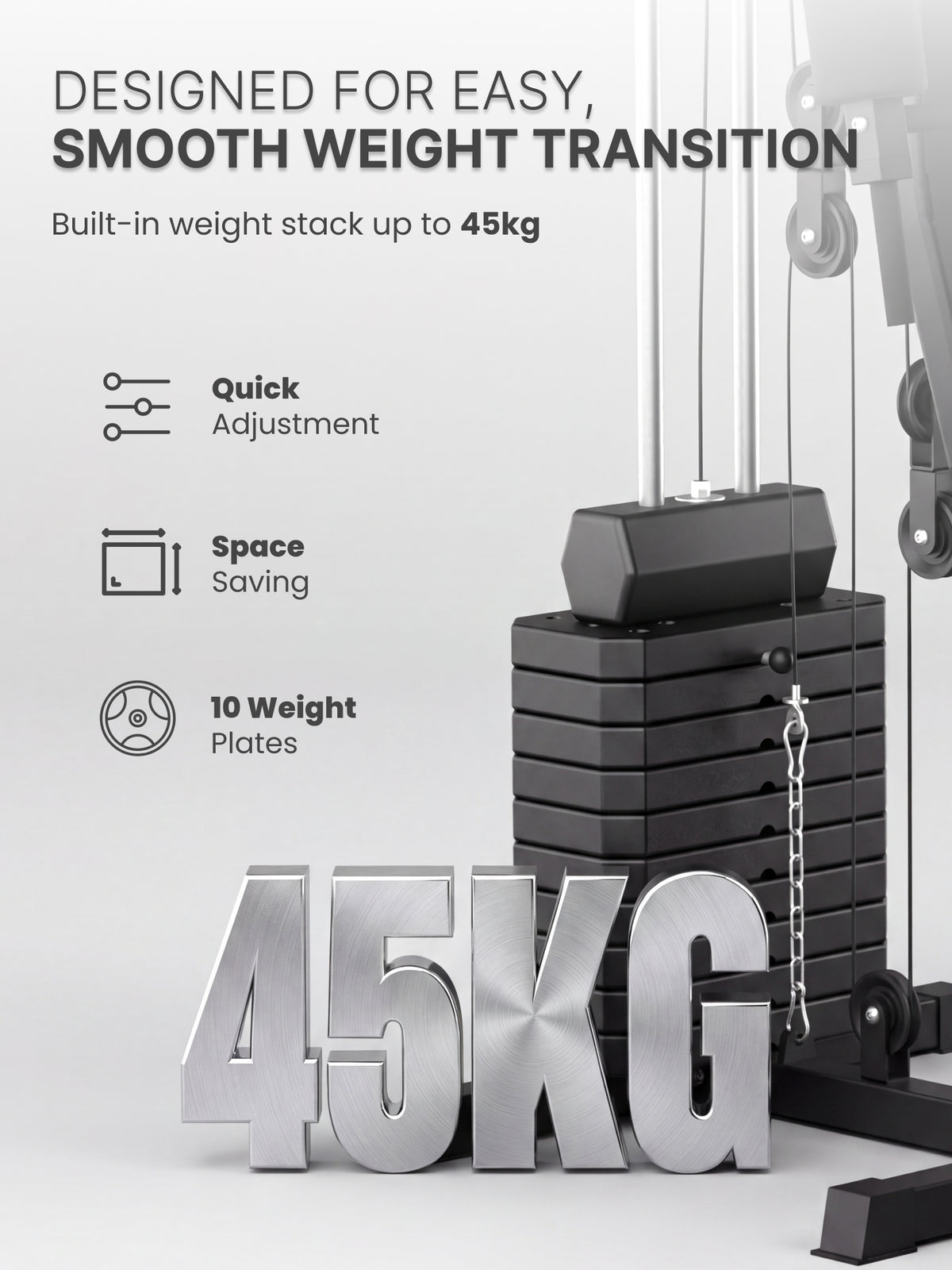 Cult Home Strength Multi Gym Machine | 45 kg Weight Stack | Multi Exercises | High, Mid & Low Pulley | Adjustable Seat | All-in-One Home Gym Equipment for Full Body Strength Training