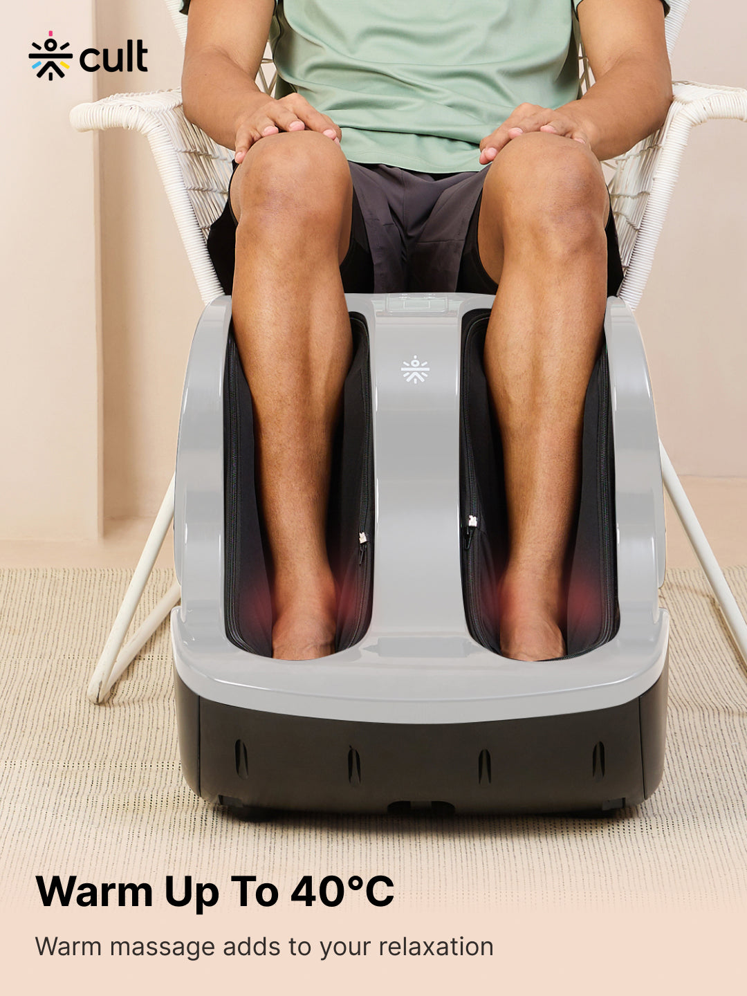 CULT Zen Pro, Foot & calf massager with Air Compression, Vibration & Warm Therapy, Pain Relief, Improves Blood Circulation, Suitable for Home usage, Grey