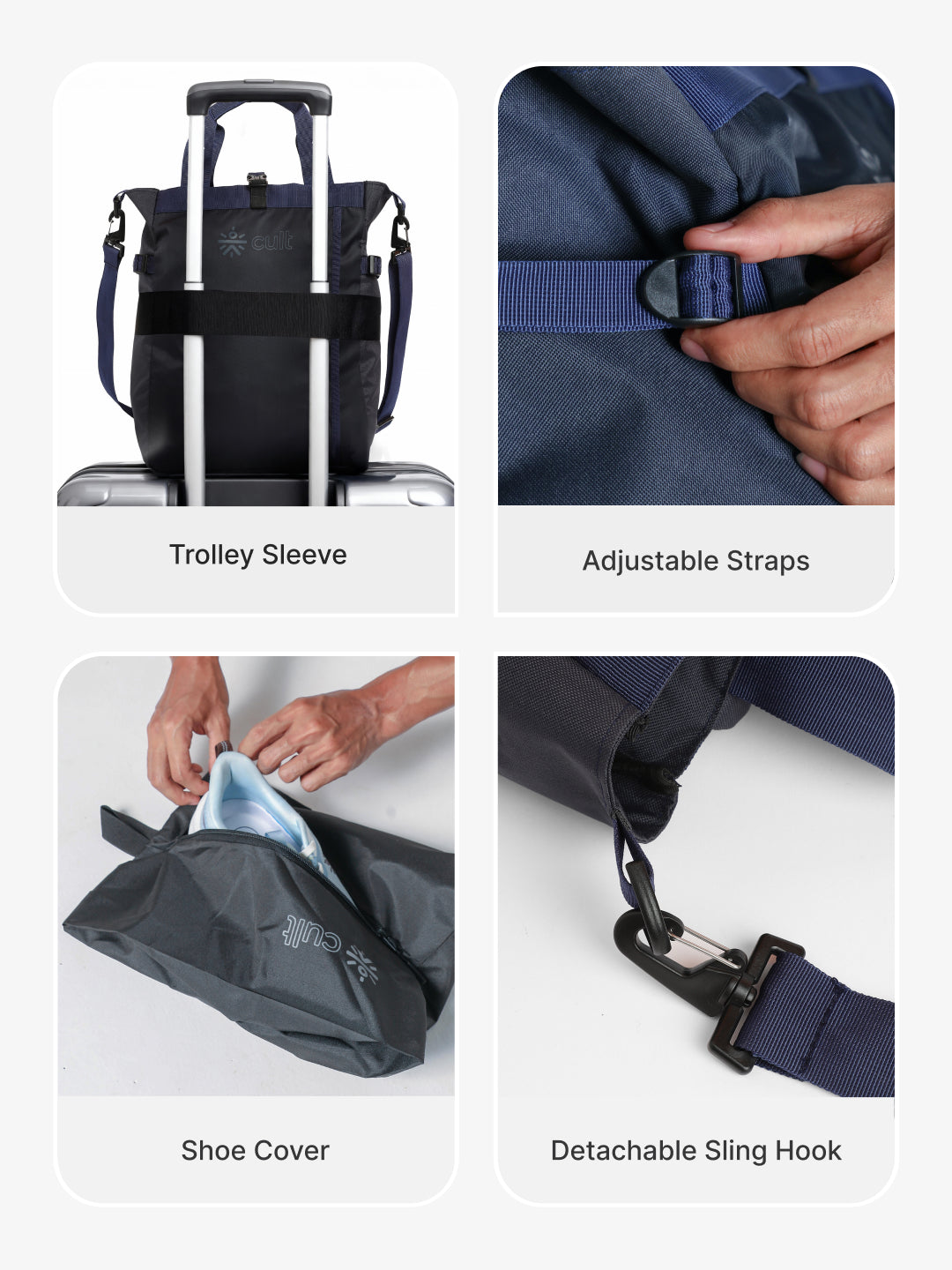 Work to Play Laptop Backpack 35L - Water-Repellent, Multi-Functional Bag with Trolley Sleeve With Shoe Bag - Blue