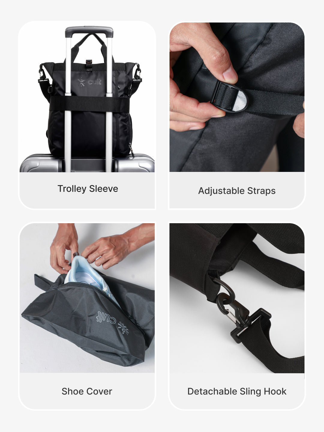 Work to Play Laptop Backpack 35L - Water-Repellent, Multi-Functional Bag with Trolley Sleeve With Shoe Bag - Black