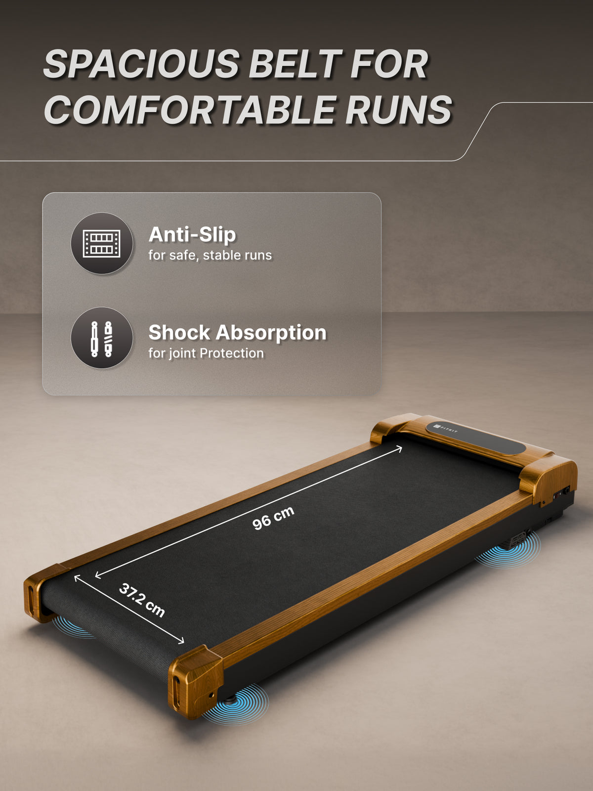 Fitkit by Cult Walking Pad Neo Gold Oak (BLDC 3.5HP Peak Power) Compact & Under Desk DC Motor Treadmill | Max Weight: 120kg | Home use with Remote Control (with 6 Months Extended Warranty)