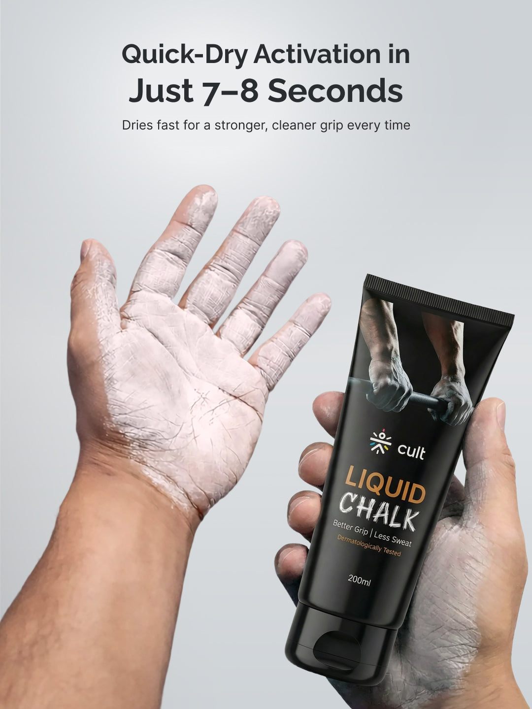 CULT Liquid Chalk 200ml for Weightlifting, Crossfit & Rock Climbing - Non-Toxic Sports Chalk Sweat-Proof, Fast Dry Grip Dust-Free Antibacterial Formula