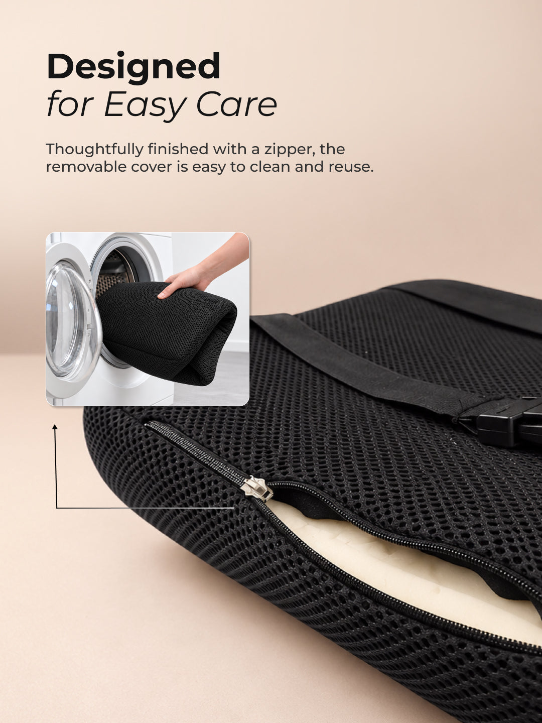 CULT Short Lumbar Support Pillow for Lower Back Support Cushion for Office Chair Car Seat and Home Seating Black