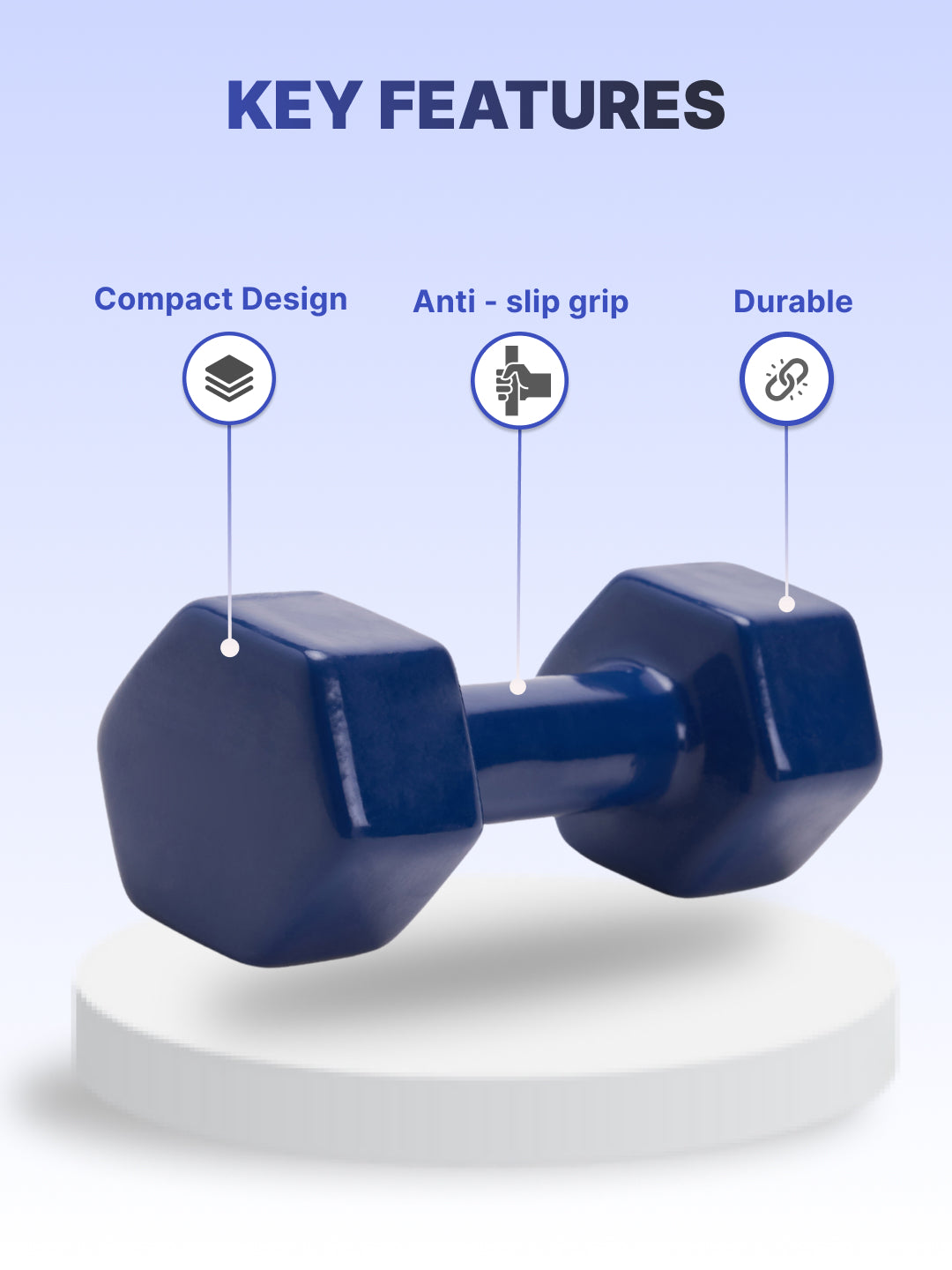 Cult 5KGx2 Vinyl Dumbbells For Home & Gym Exercises (Blue)