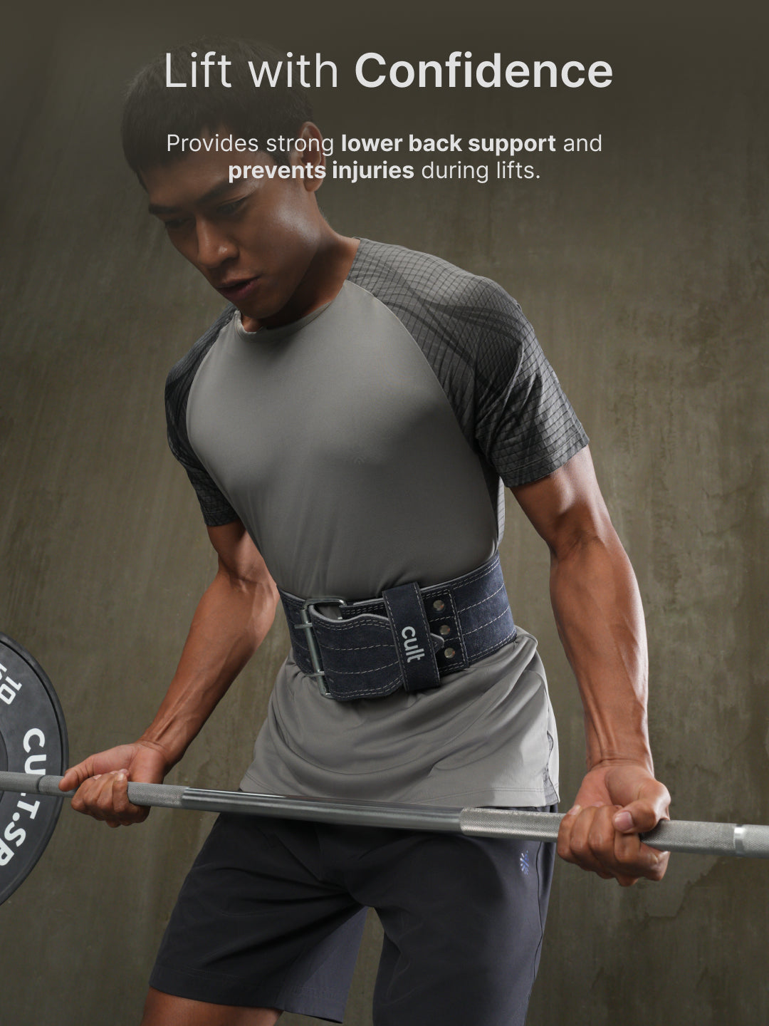 cult Gym Belt Grey Suede Leather Unisex