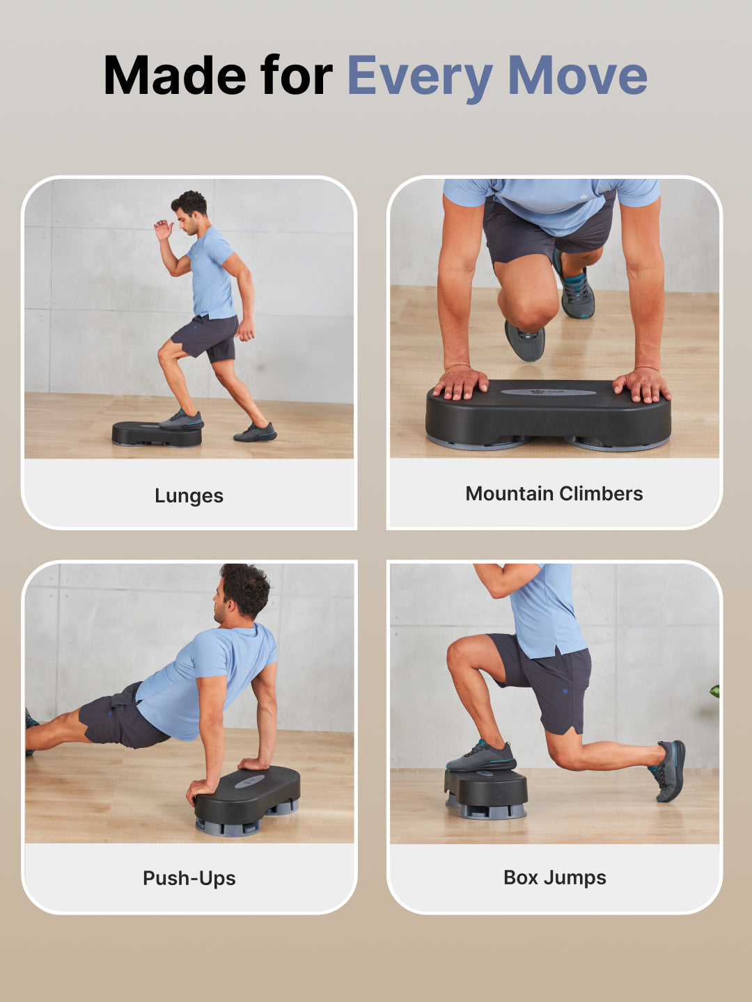 Stepper with Height Adjustment, Anti-Skid Rubber Pads & Slip-Resistant Platform