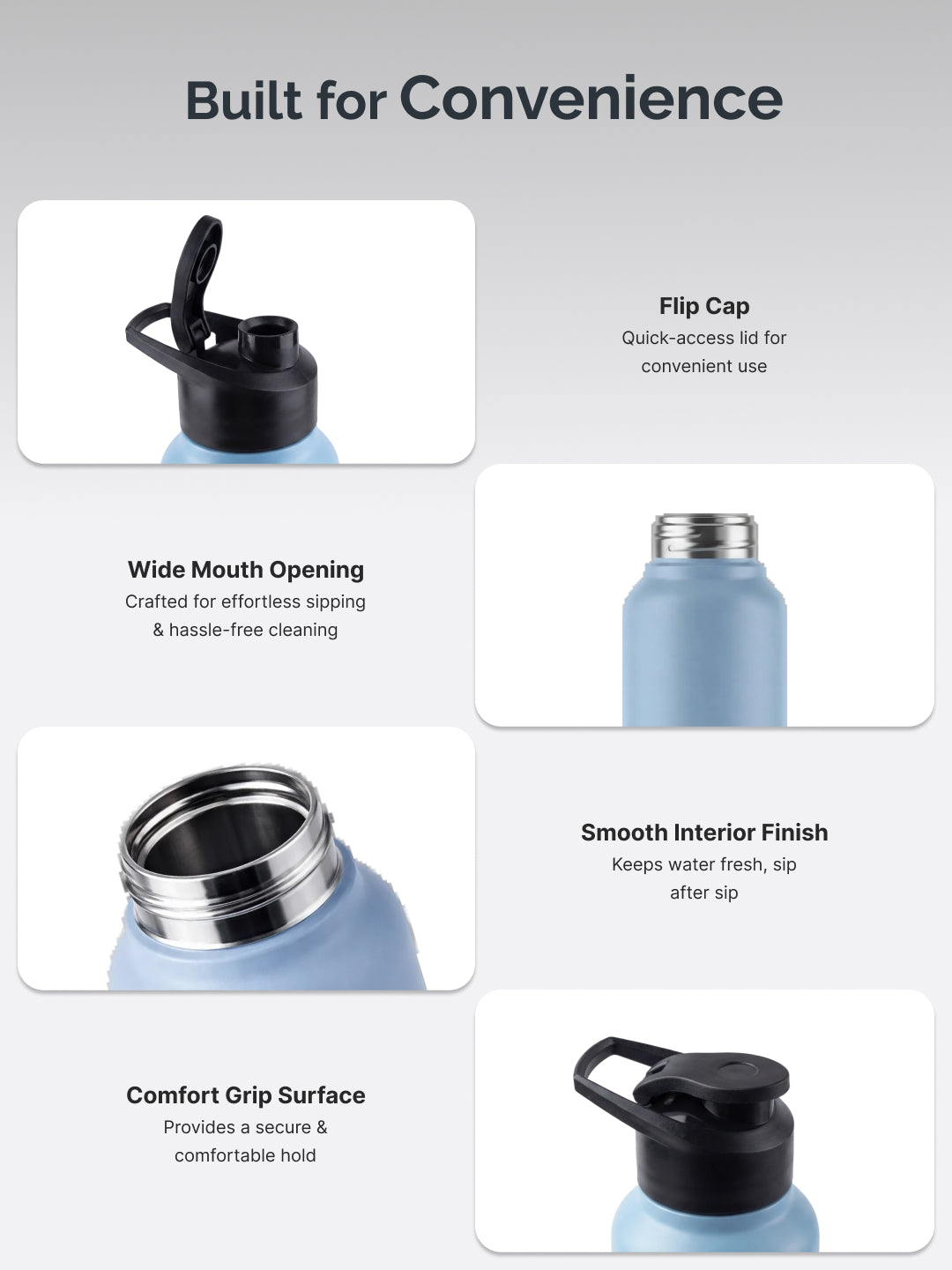 cult Steel Bottle 1Ltr With Sports Cap Dual Blue