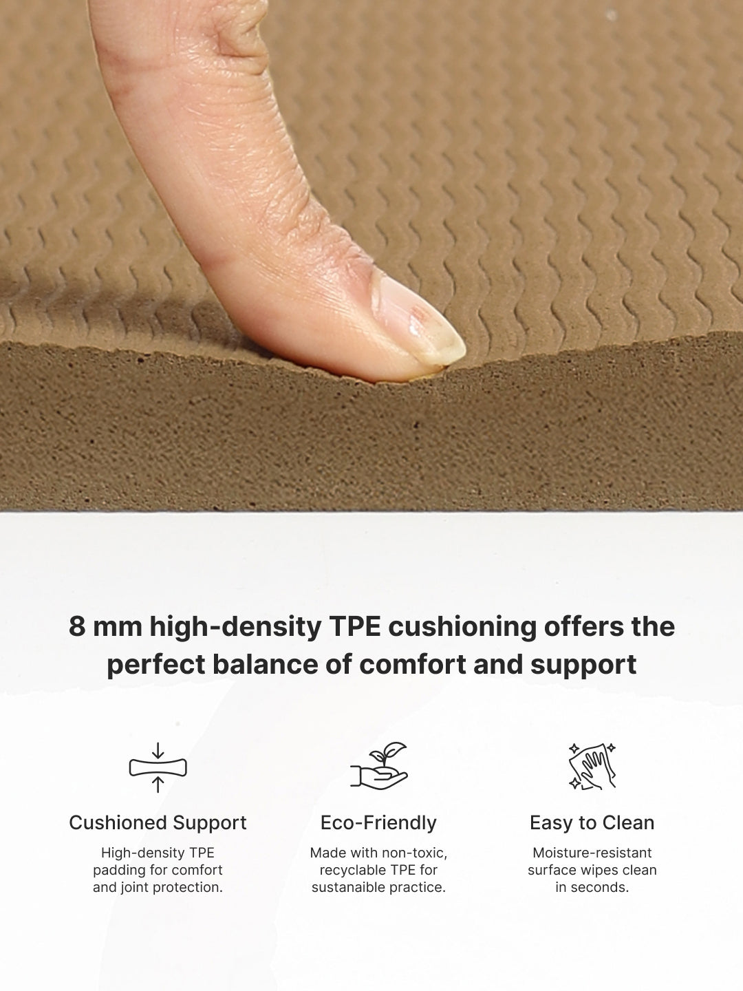 CULT Ultra Cushioned 8mm TPE Yoga & Pilates Mat Eco-Friendly, Skin-Friendly, Anti-Skid, Tear-Resistant, Lightweight & Portable with Carry Strap and Bag Ideal for Home, Gym & Outdoor Workouts - Brown