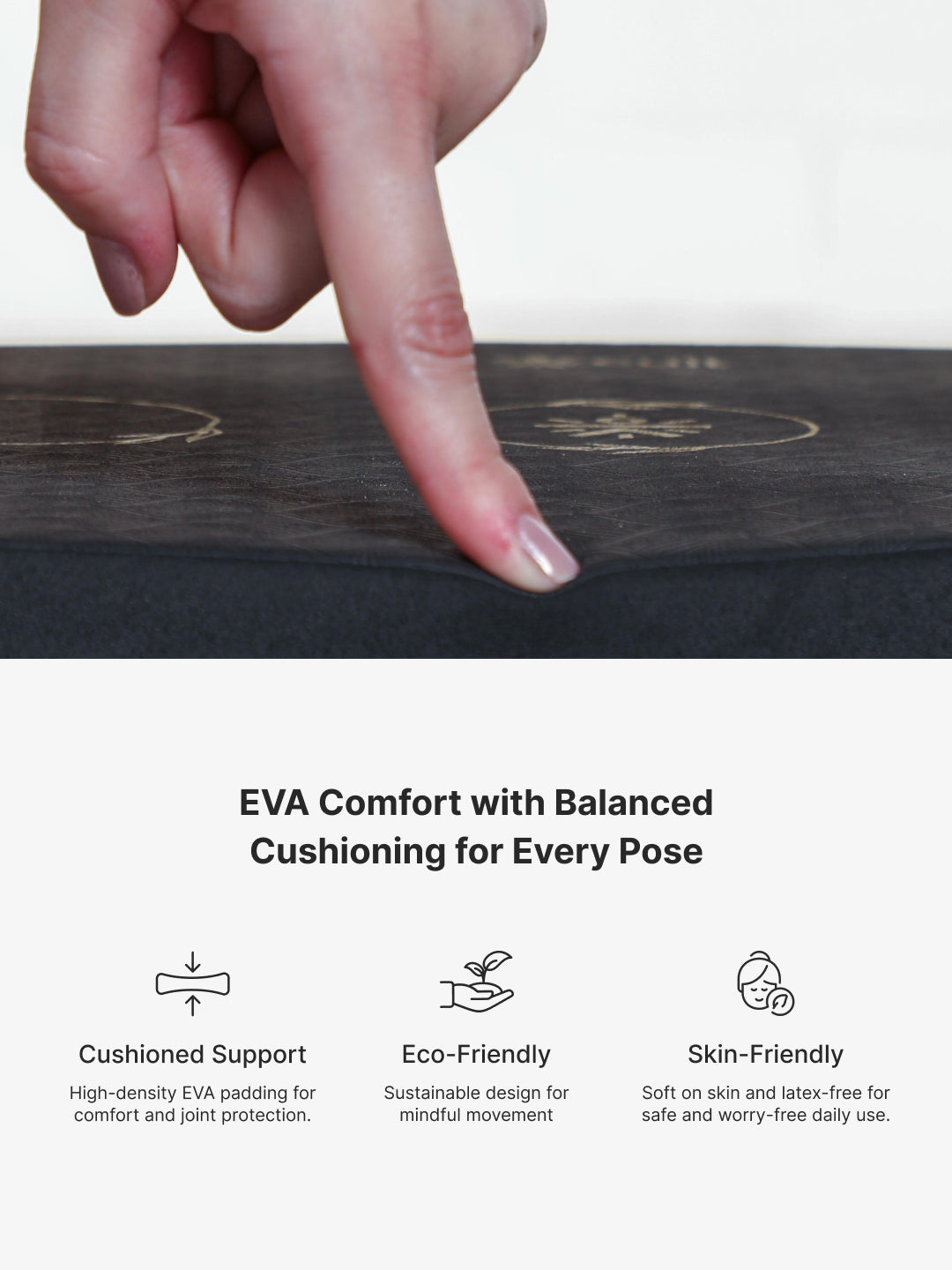 Pack of 2 EVA Yoga Knee Pads 20mm Black Non-Toxic, Anti-Skid & Durable