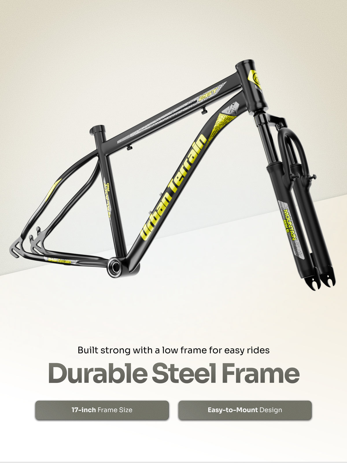 Galaxy Pro Mountain Bike Steel 26 inch Tyre, Single Speed Cycle With Front Suspension and Dual Disc Brakes Green