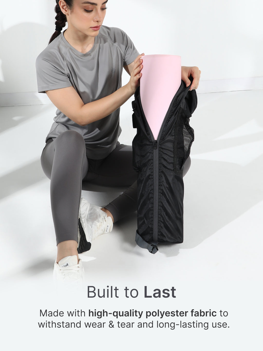 cult Yoga Mat Bag Black with Adjustable Shoulder Strap Fits Up to 6mm Mat