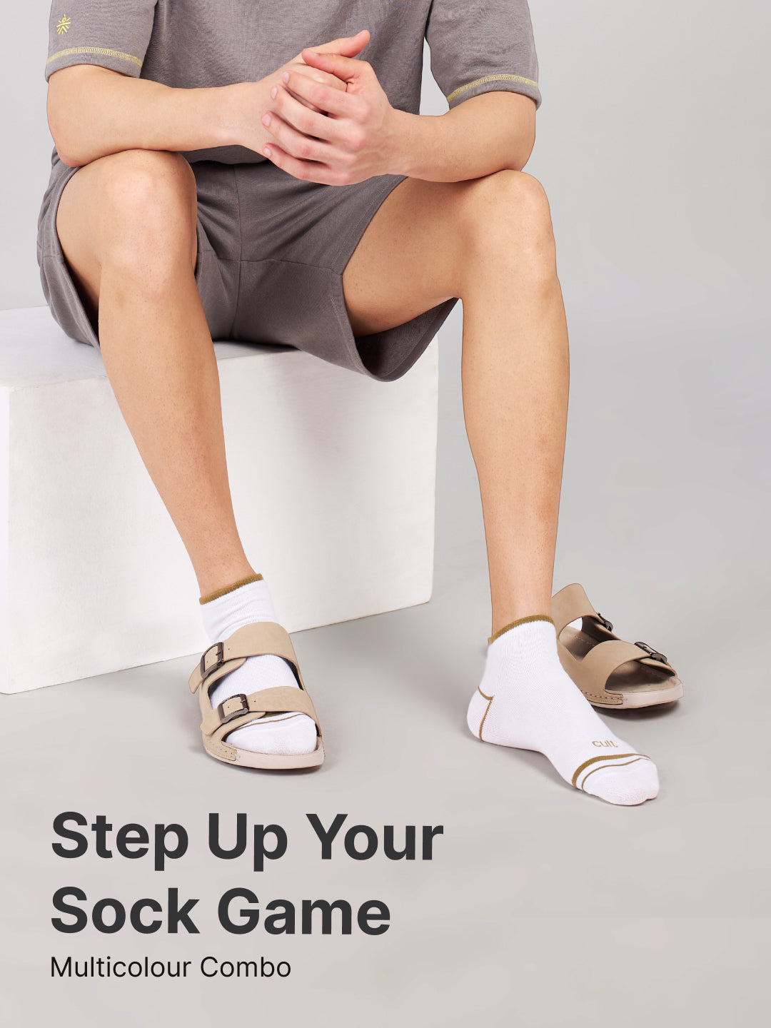 Casual Ankle Length Cotton Pack of 3 White Socks Men