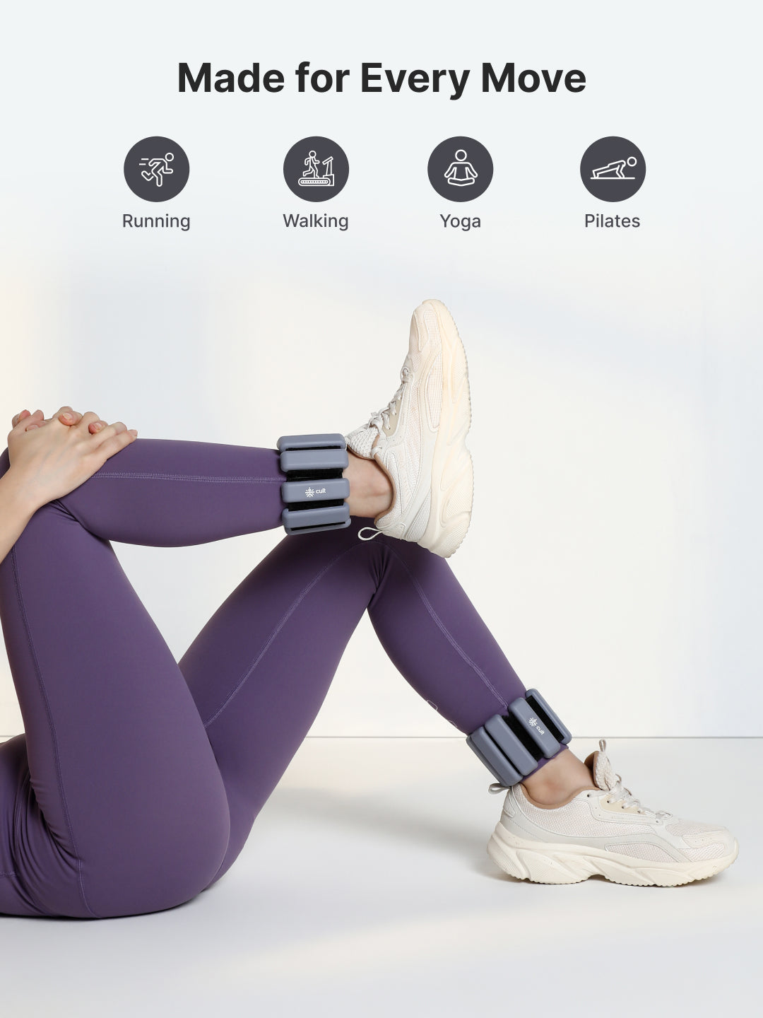 Adjustable Ankle and Wrist Weights (225 g x 2) pair with Removable 20 g Slots Grey Lightweight Fitness Weights for Walking, Yoga & Pilates