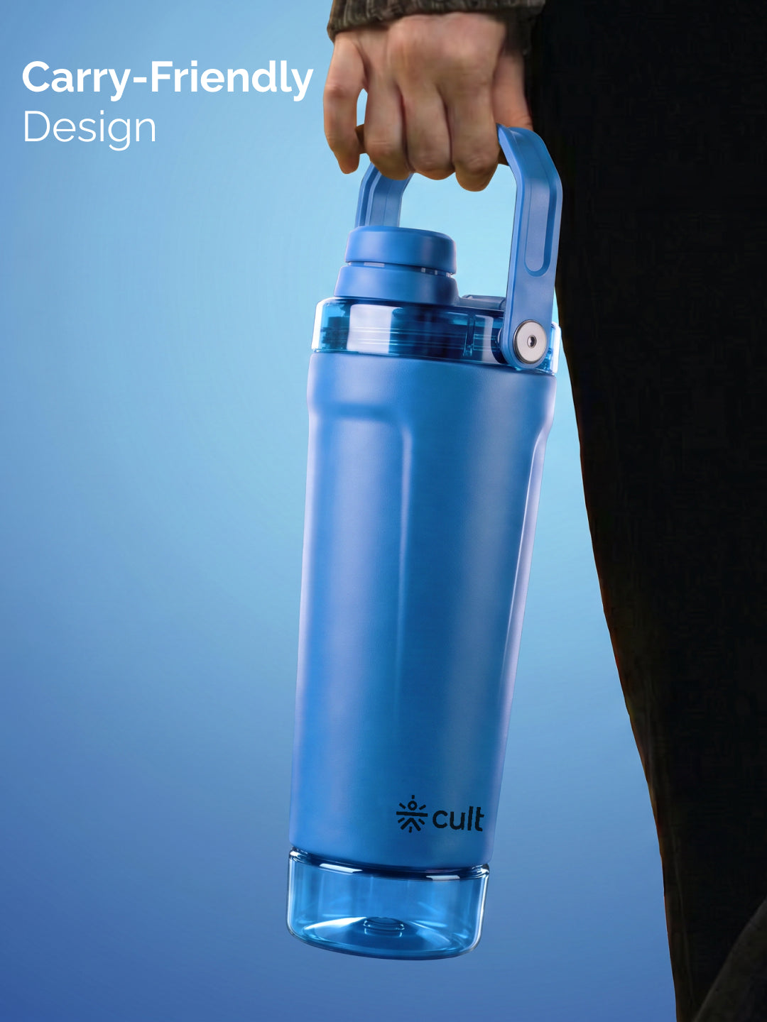 CULT Stainless Steel Gym Shaker 600ml | Leakproof Protein Mixer Bottle with Storage Container & Secure Lock Lid for Fitness & Travel (Royal Blue)