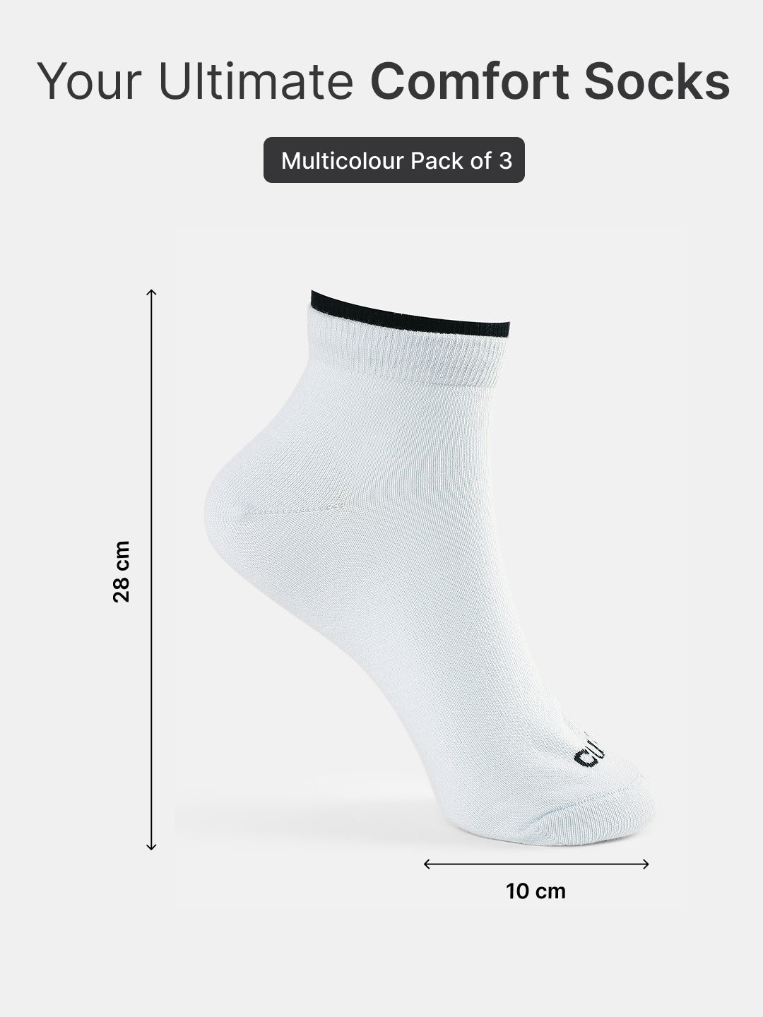 Casual Ankle Length Pack of 3 White,Yellow & Powder Blue Solid Men's Cotton Socks