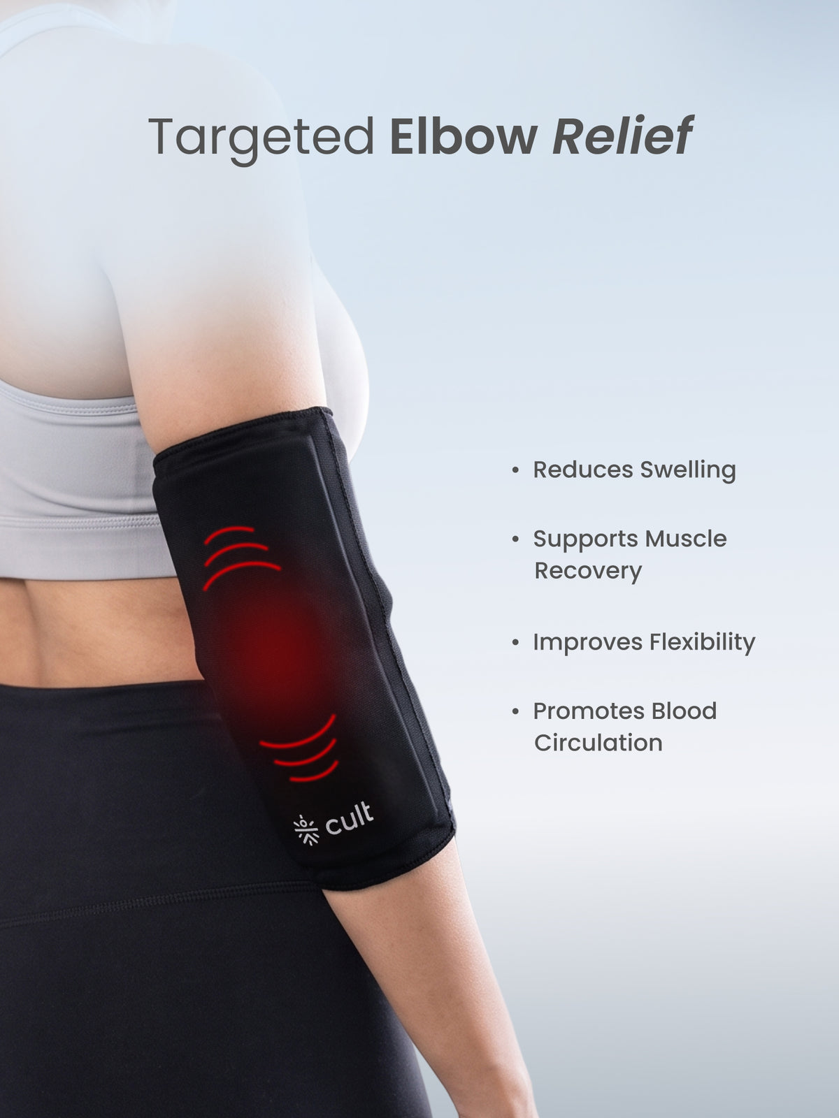 CULT Gel Arm Sleeve for Gym Running and Sports Compression Arm Support Sleeve for Workout Fitness Muscle Support and Active Recovery Black L-XL Pack of 2