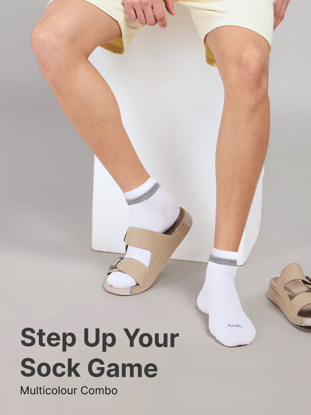 Casual Ankle Length Pack of 3 White Men's Cotton Socks