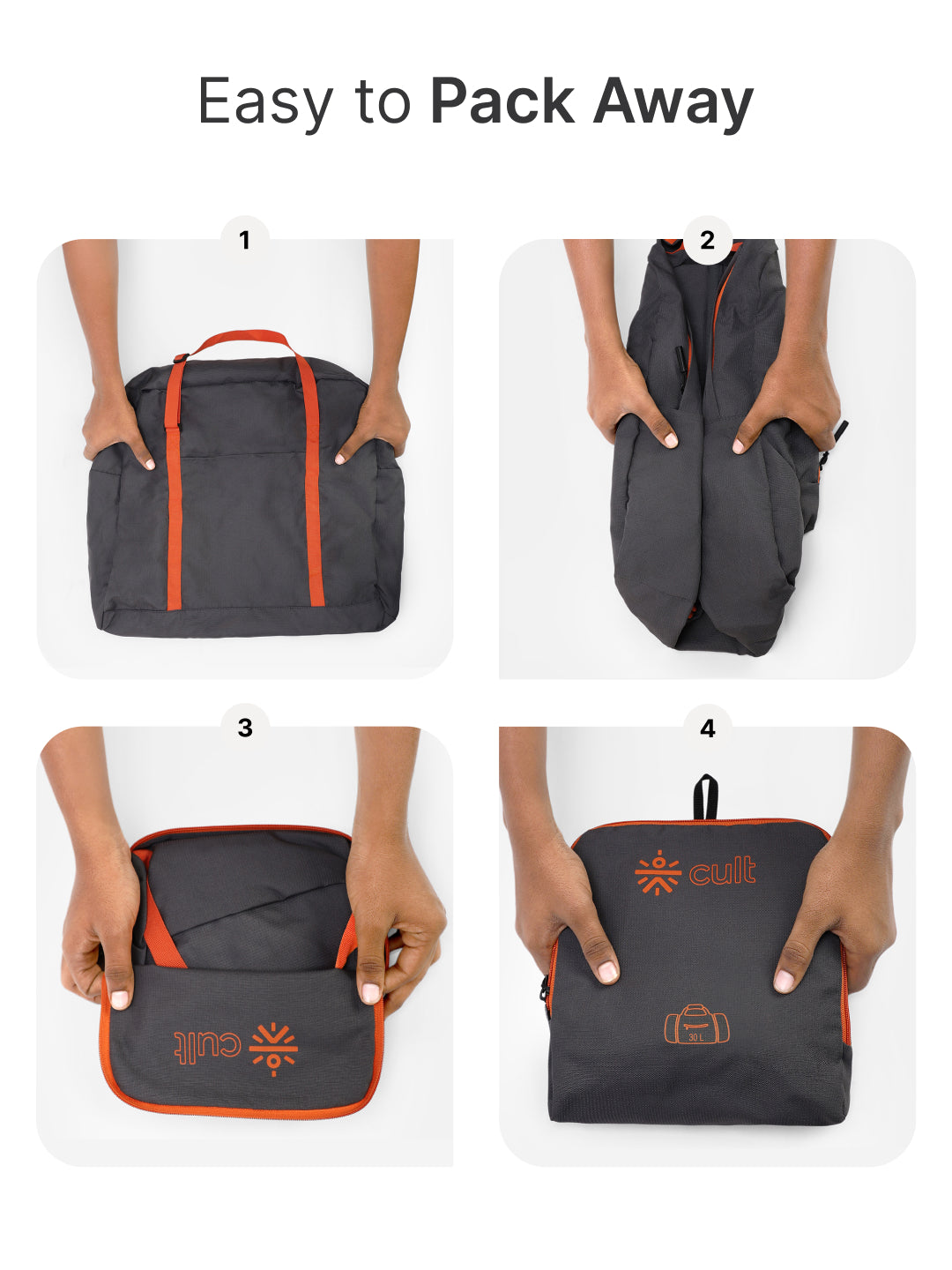 cult Foldable Duffle Bag 30L Grey