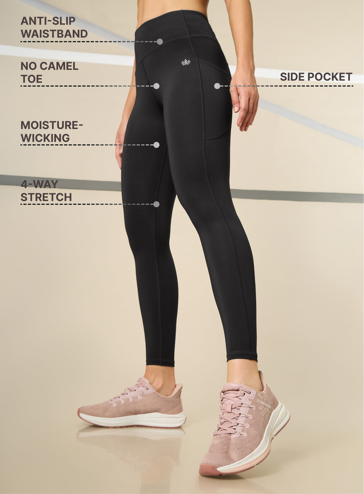 AbsoluteFit Essential Black Tights With Pockets