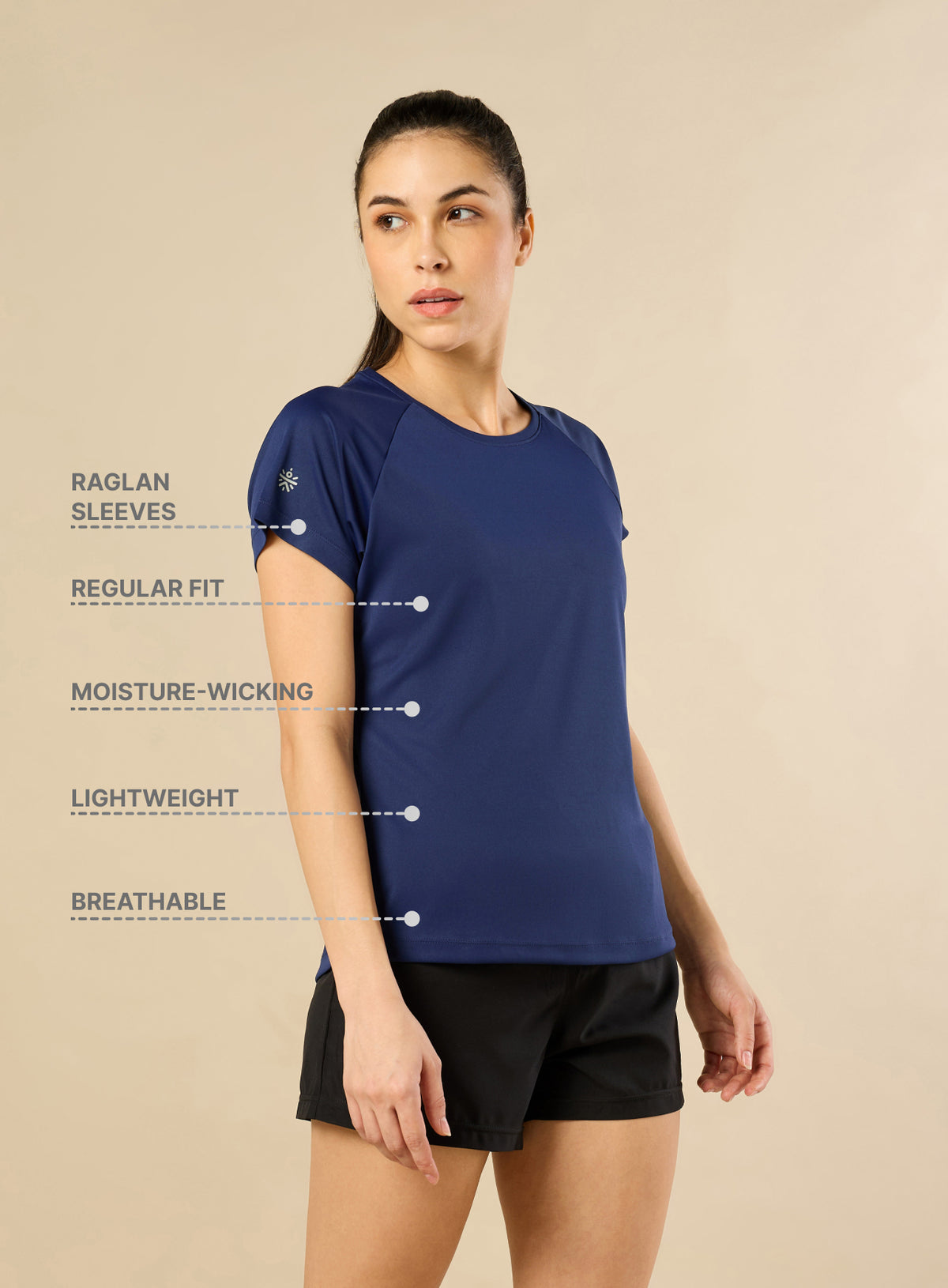Women's Cross Over Performance Navy T-shirt