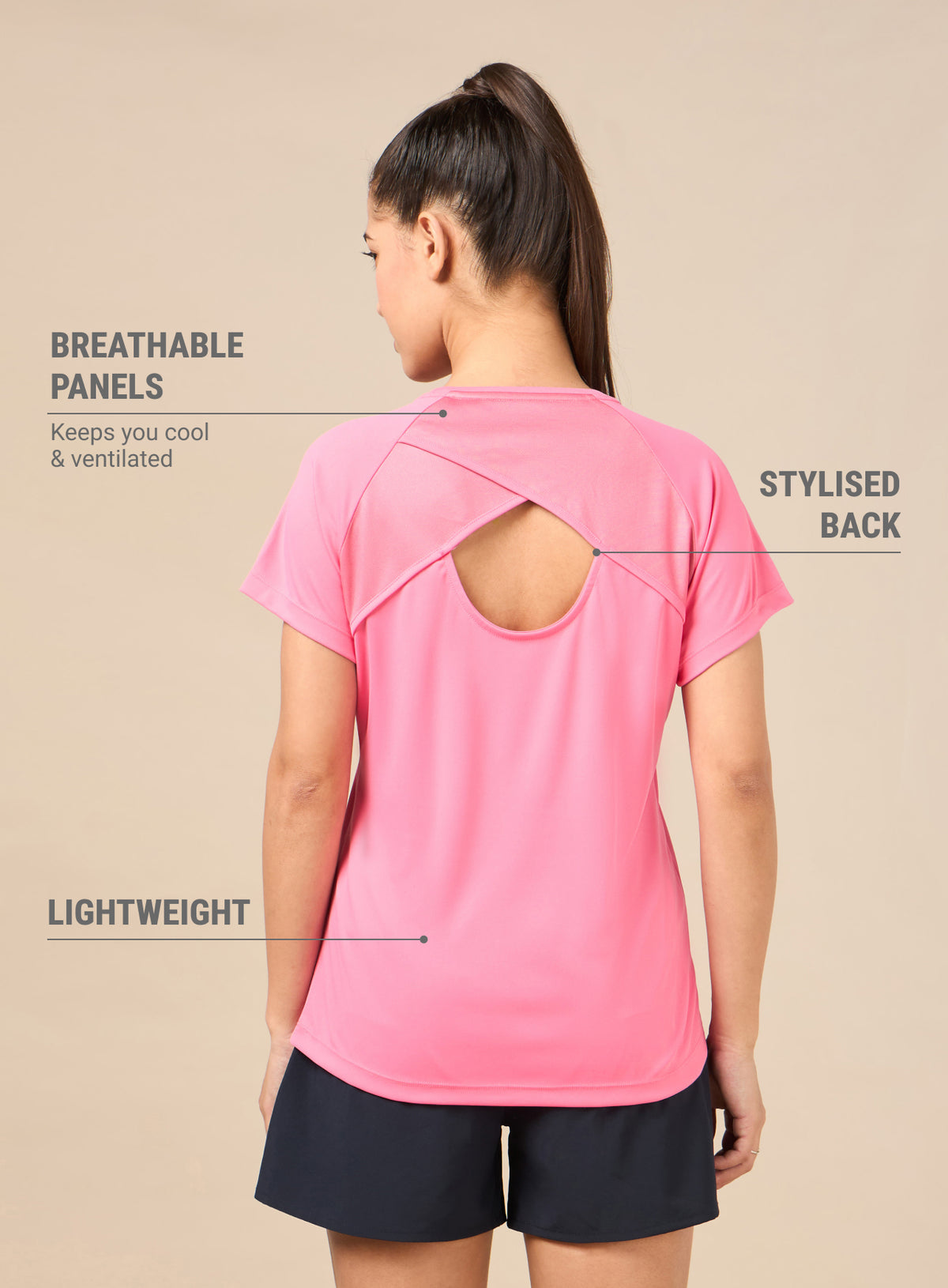 Women's Pink Cross Over Performance T-shirt