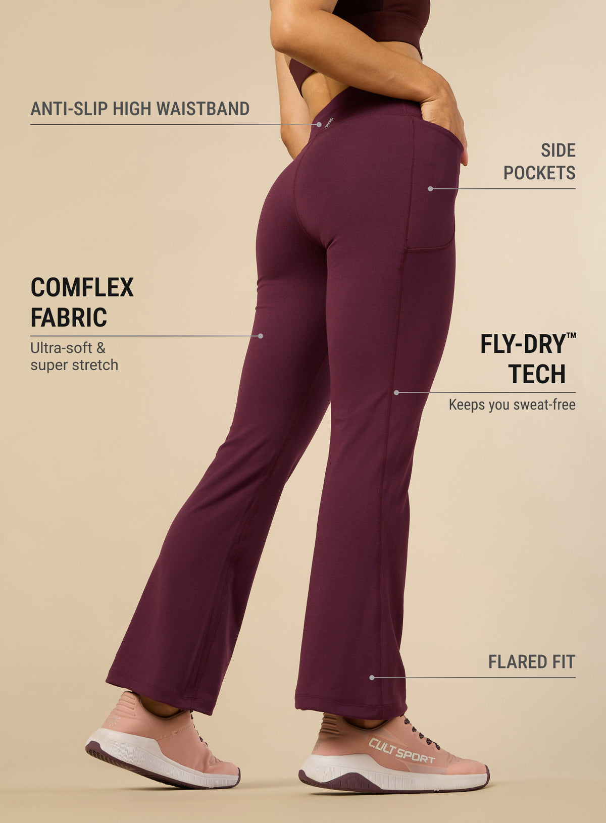 Women's COMFlex Wine Performance Flare Pants