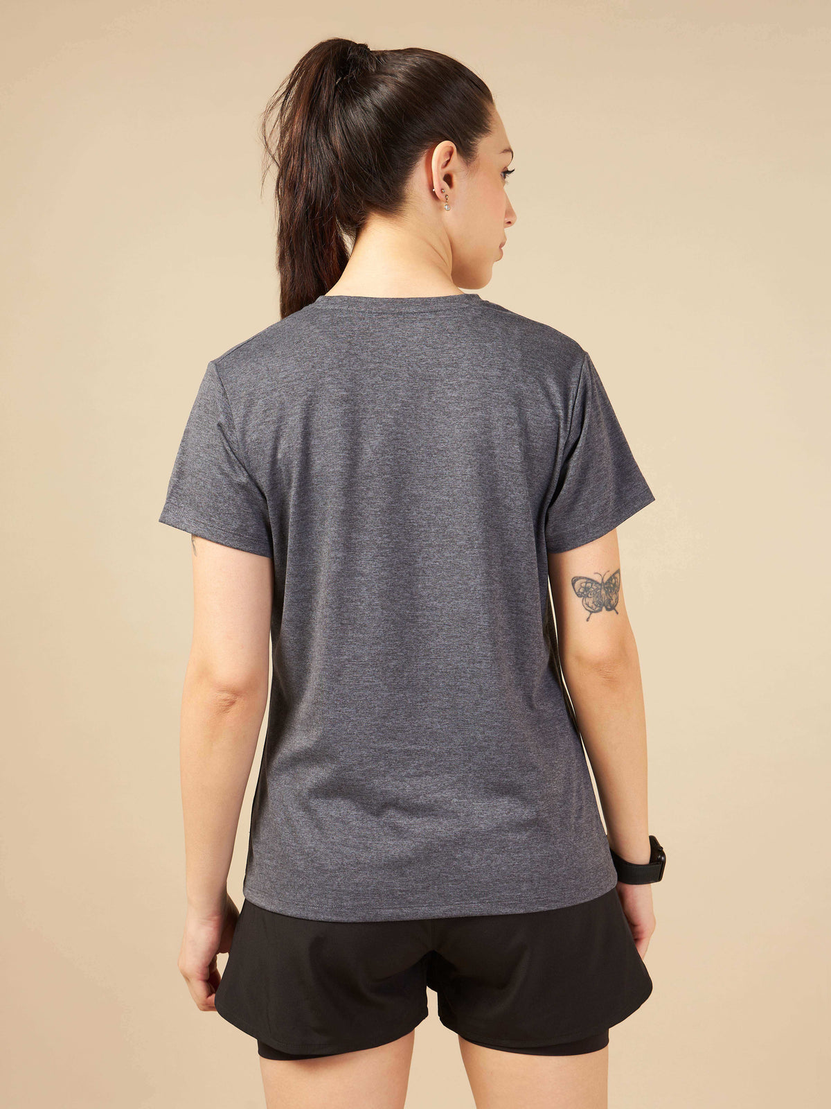 Women Grey Training T-shirt