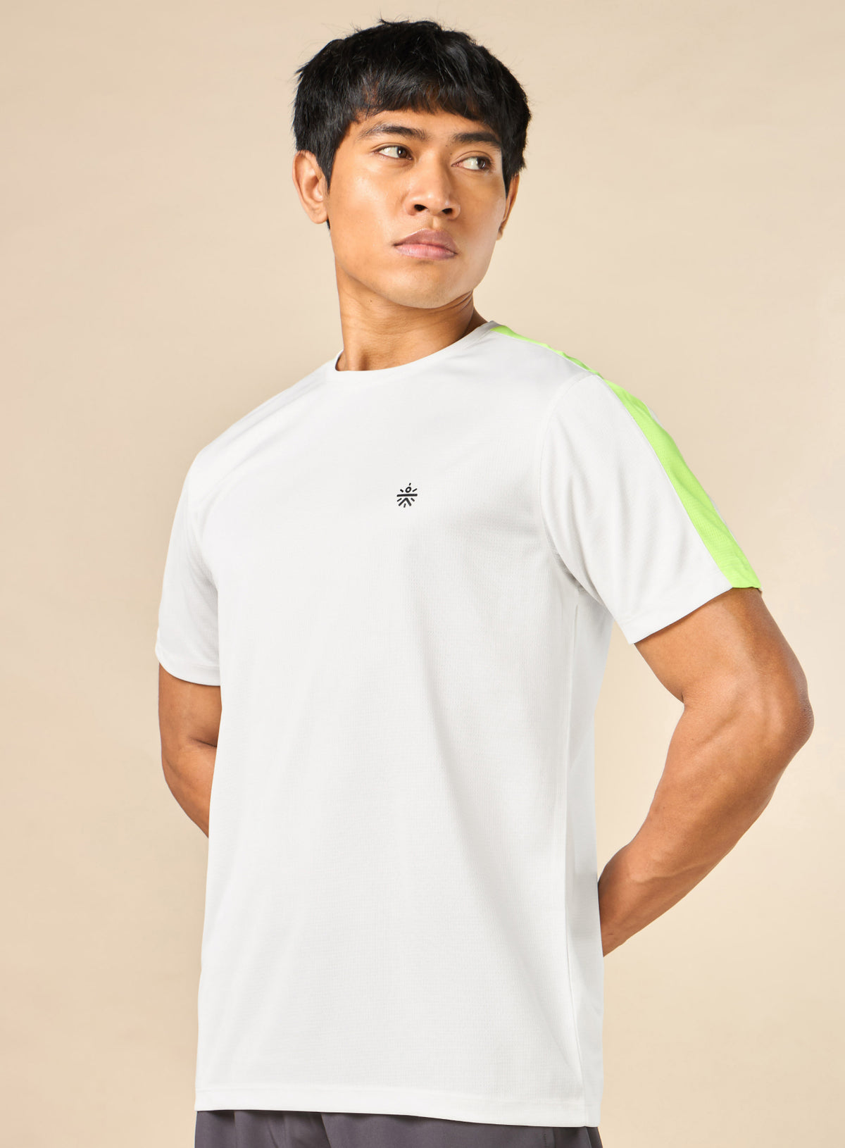 Men's Shoulder Pop Active White T-shirt