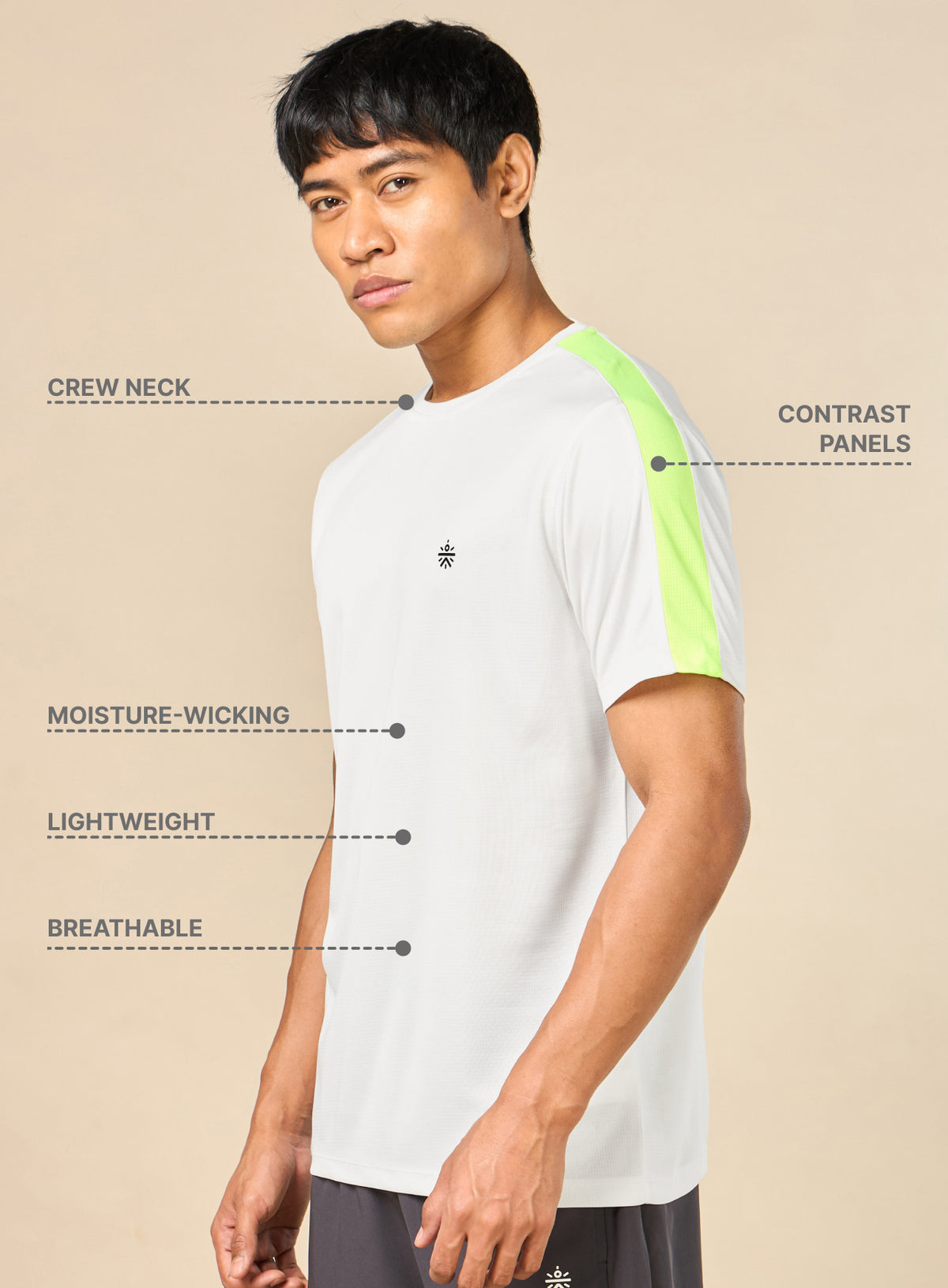 Men's Shoulder Pop Active White T-shirt