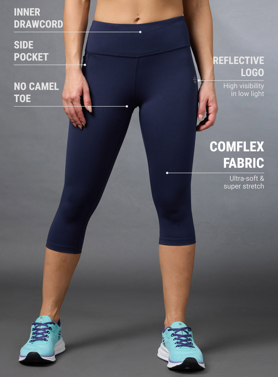 Women's Navy Cropped Performance COMFlex Tights