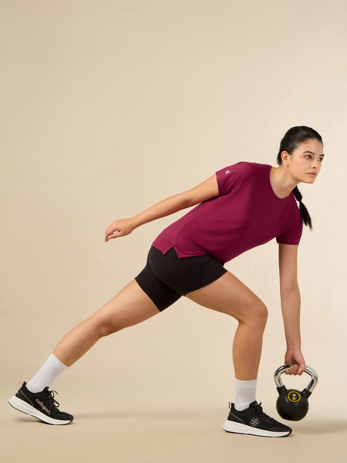 Women's Engineered Knit Maroon Performance T-shirt