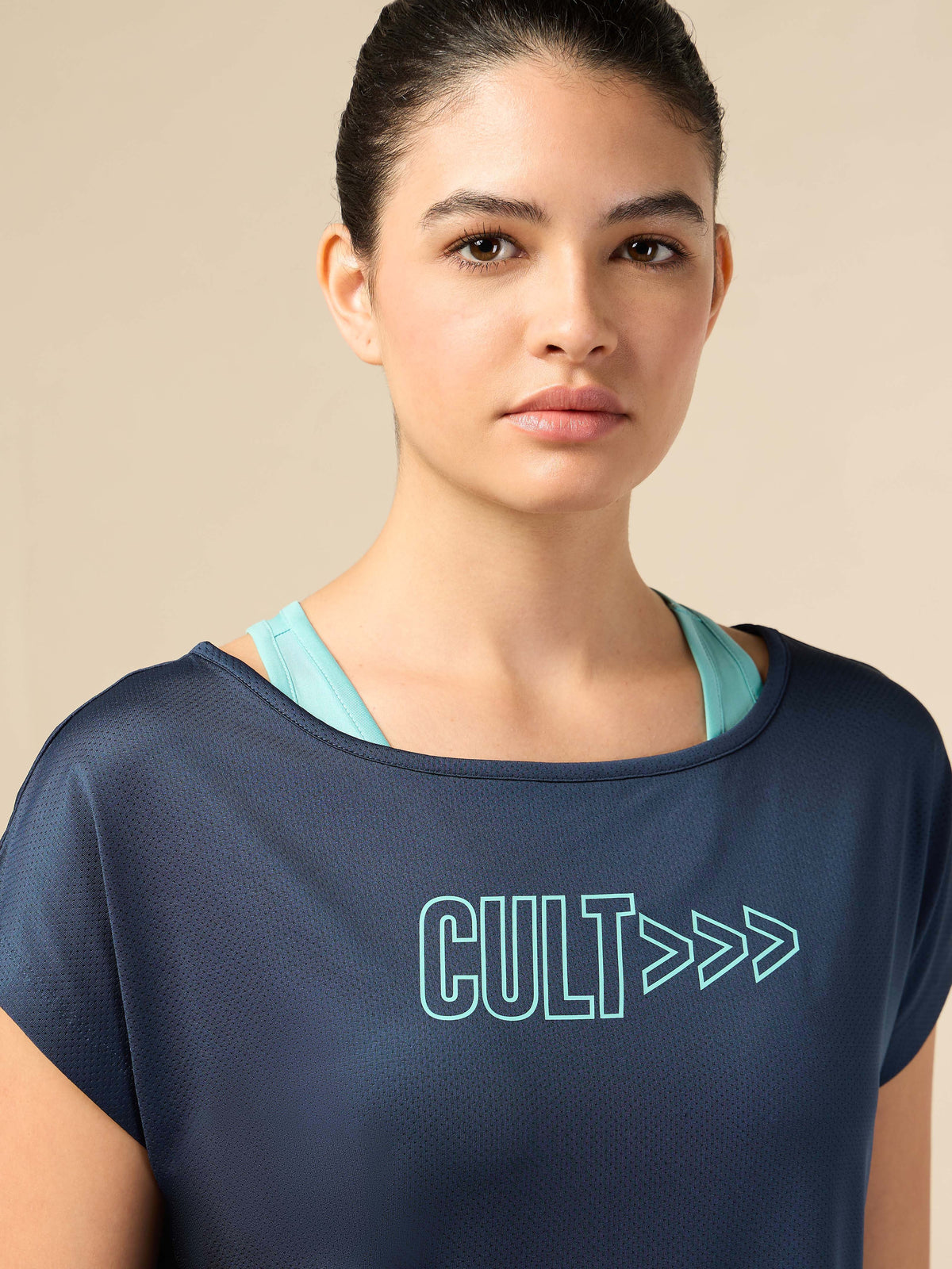Women's 2in1 Layered Performance Navy T-shirt
