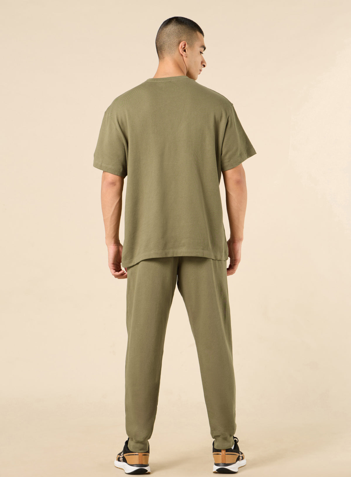 Men's Lifestyle Cotton Olive Co-ord Set