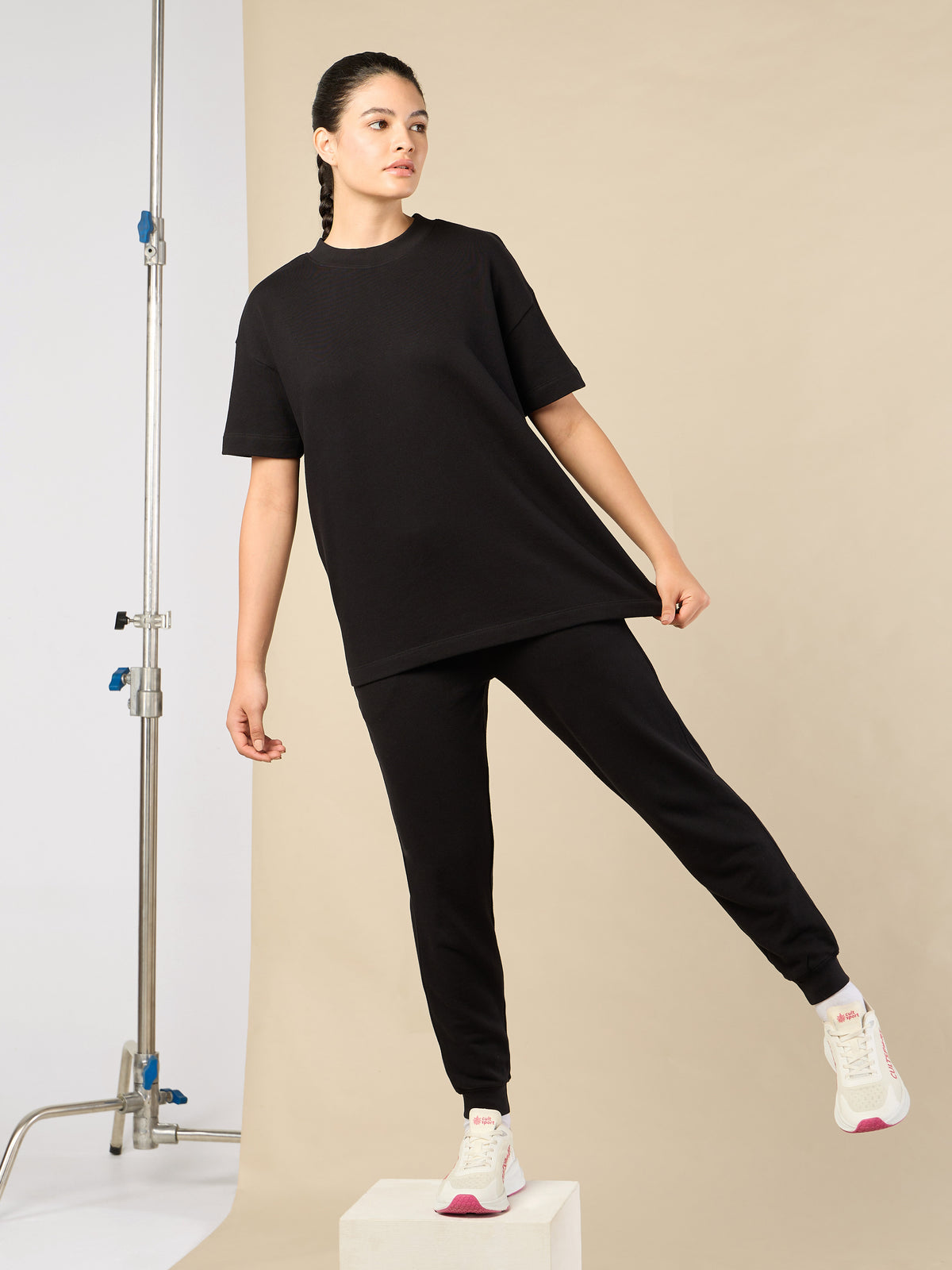Women's Lifestyle Cotton Black Co-ord Set