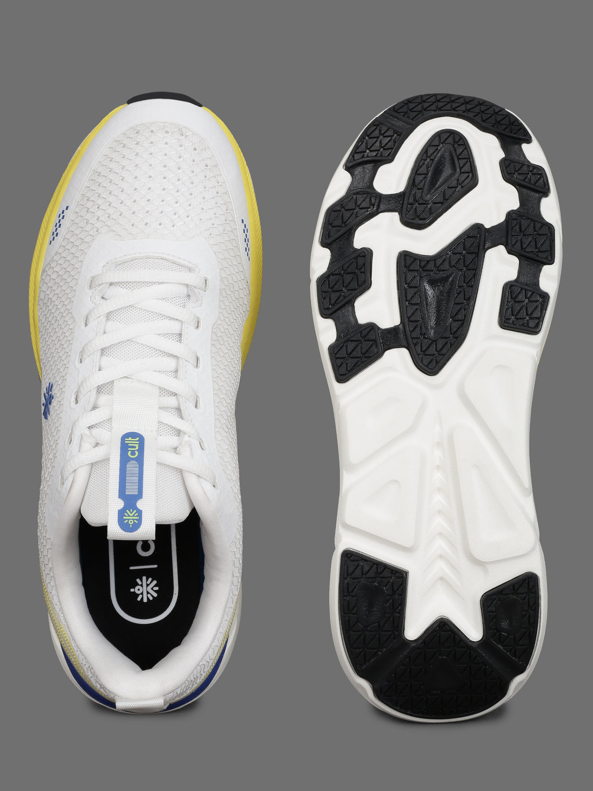 cult Men's Strion Running Shoes - White/Lime Yellow