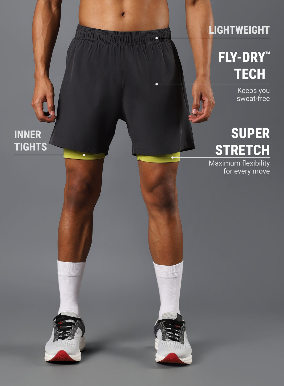 Men's Dark Grey Run Elevate Shorts
