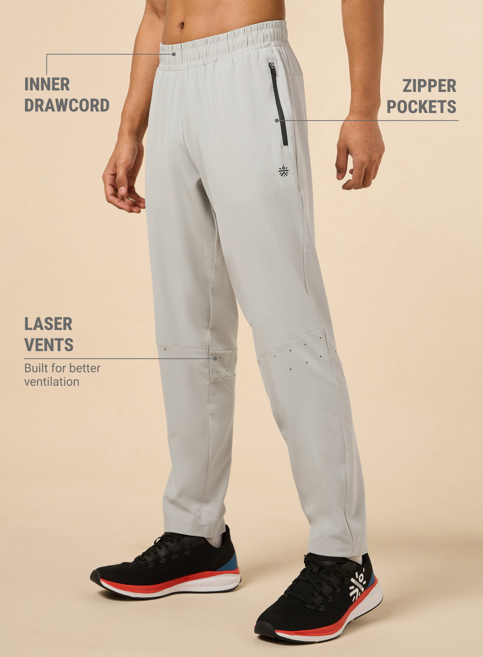 Men's Grey High Flex Training Performance Pants