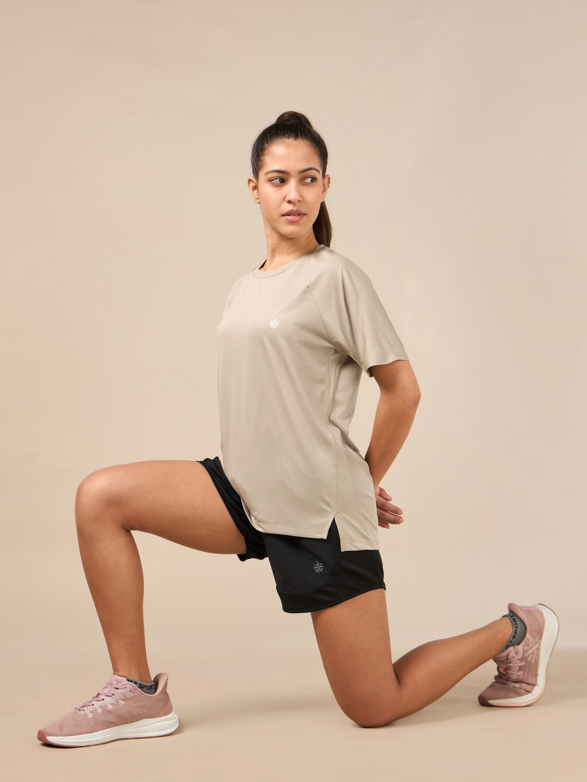 Women's Technical Knit Beige Run On T-shirt