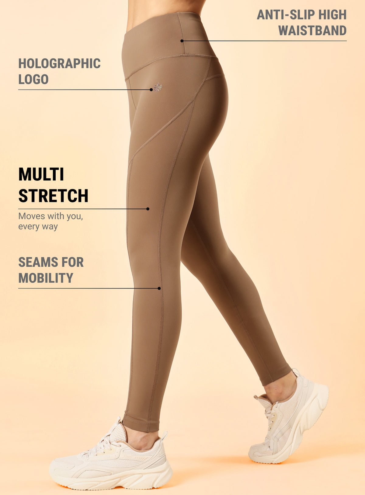 Women's Beige Train In Workout COMFlex Tights