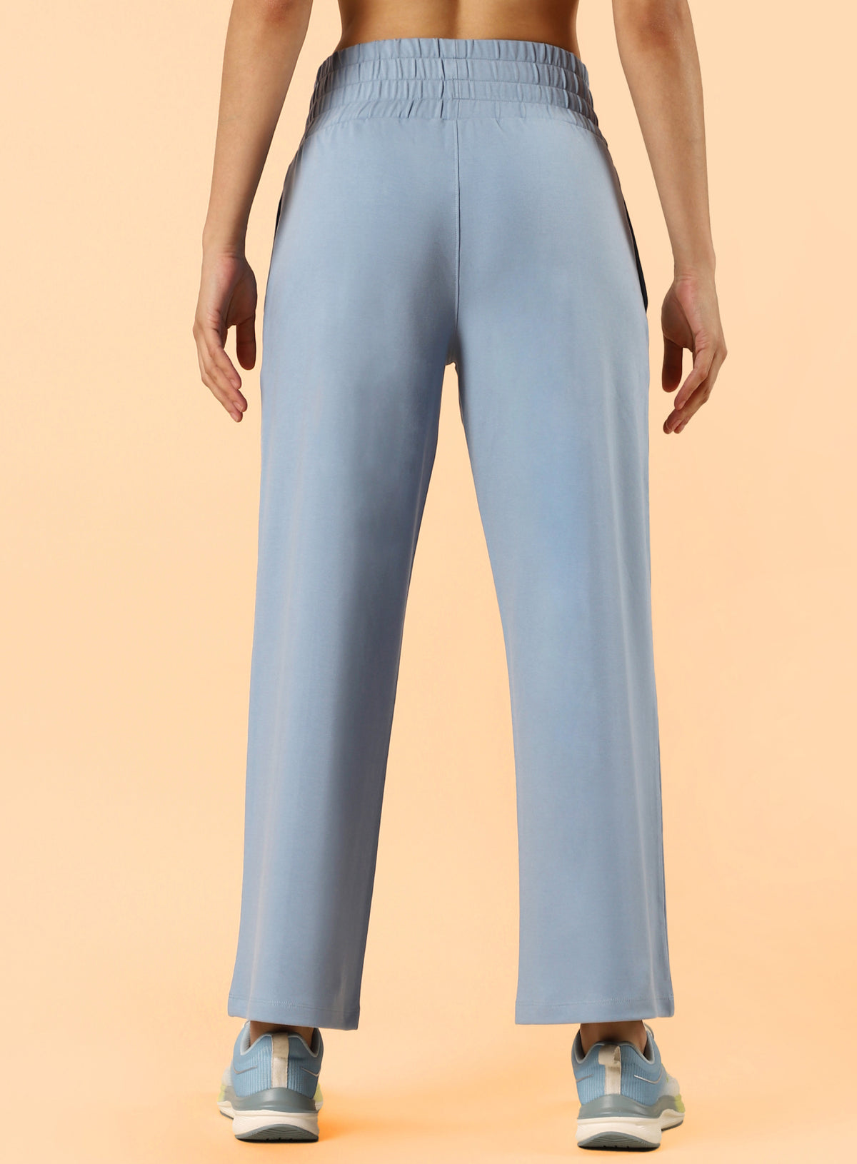 Women's Blue Flex Premium Wide Leg High Waist Pants