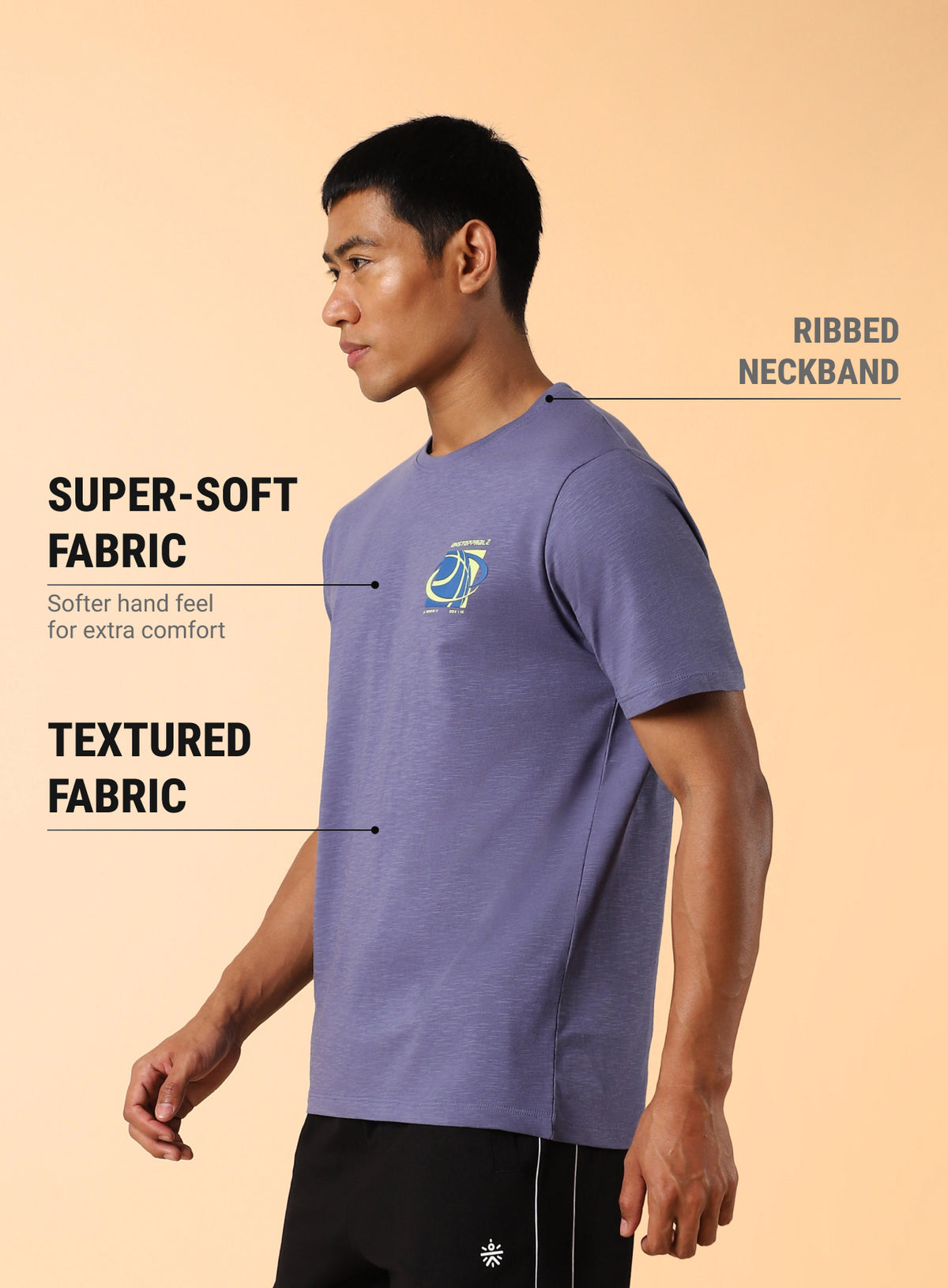 Men's Purple Unstoppable Typo T-shirt