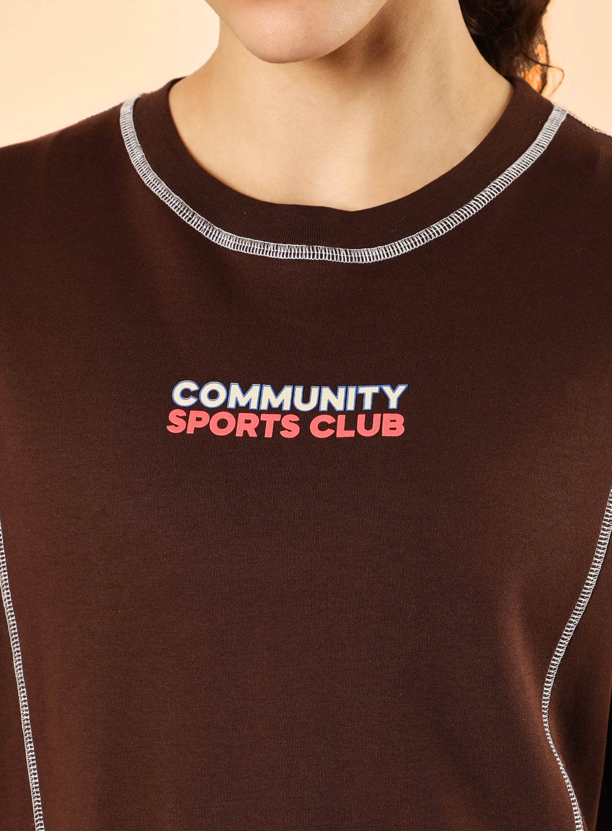 Women's Brown Community Sports Relaxed fit T-shirt