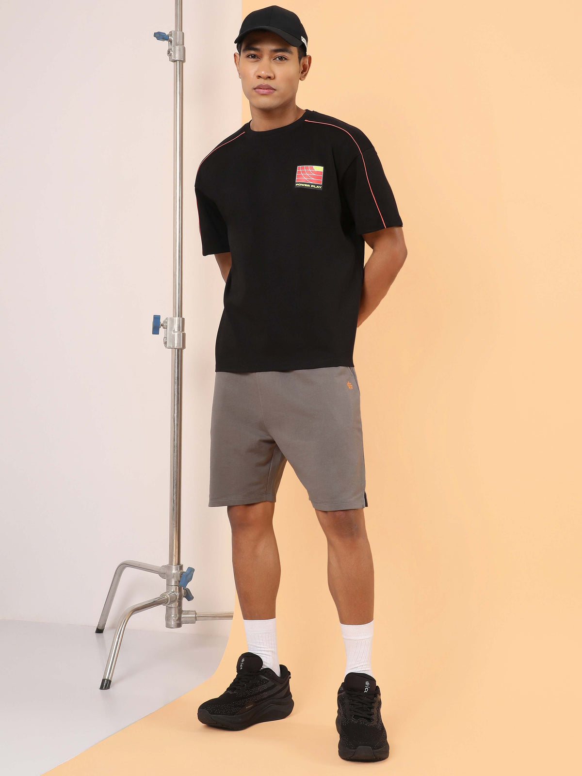 Men's Black Power Play Relaxed fit T-shirt