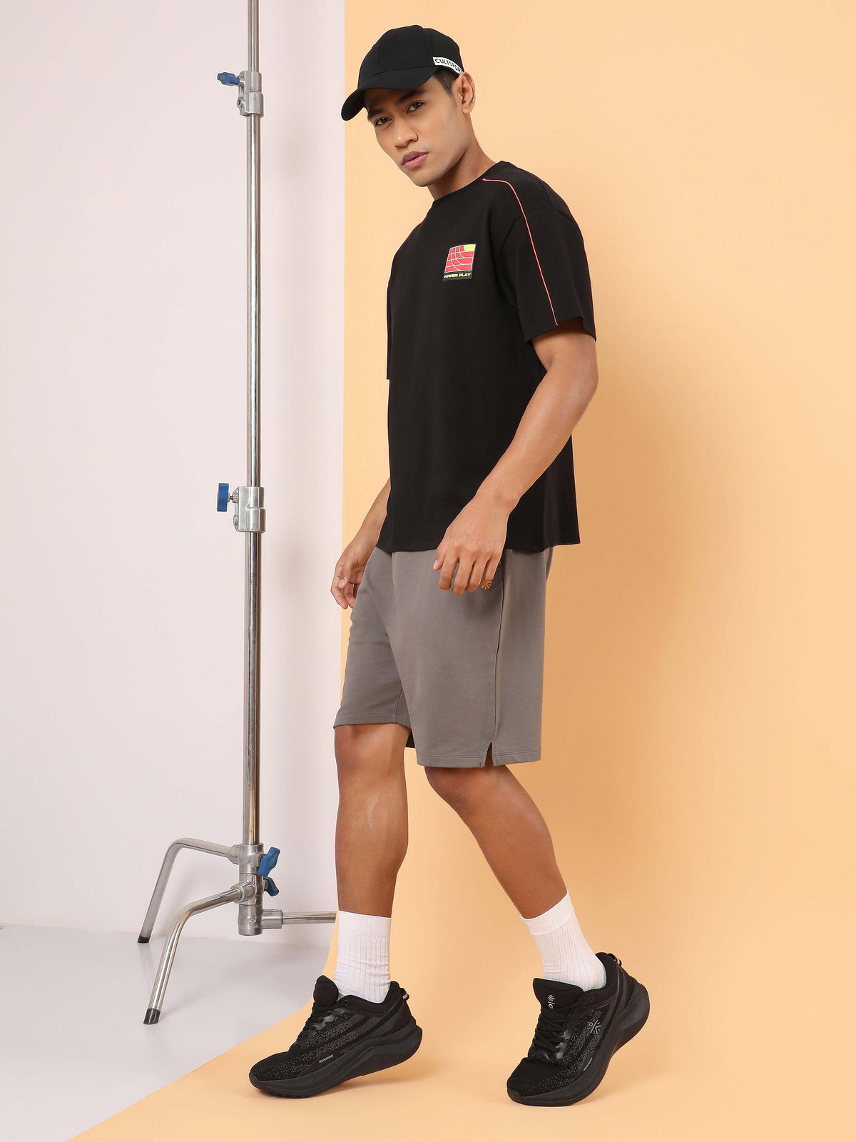 Men's Black Power Play Relaxed fit T-shirt