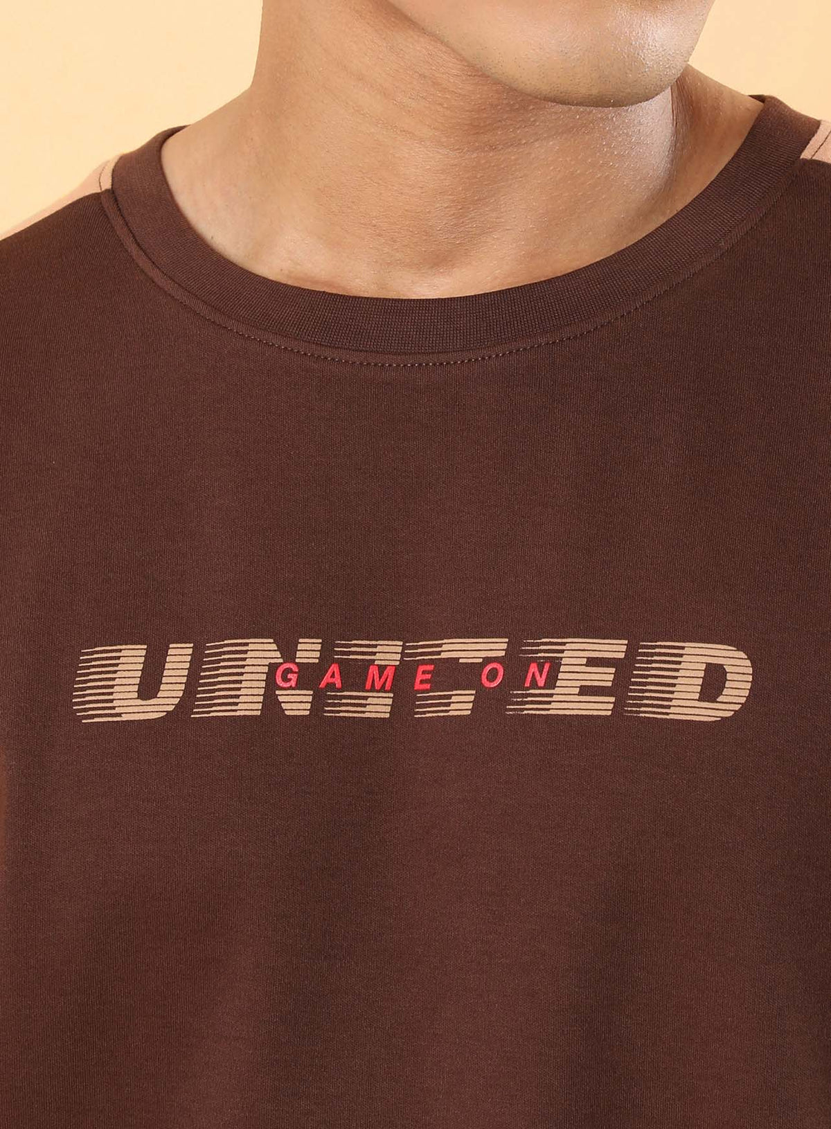 Men's Brown Game On Typo T-shirt