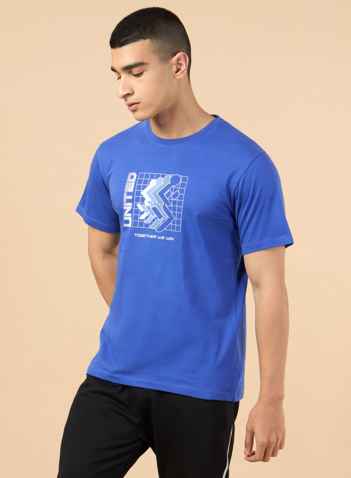 Men's Blue Marathon Graphic T-shirt